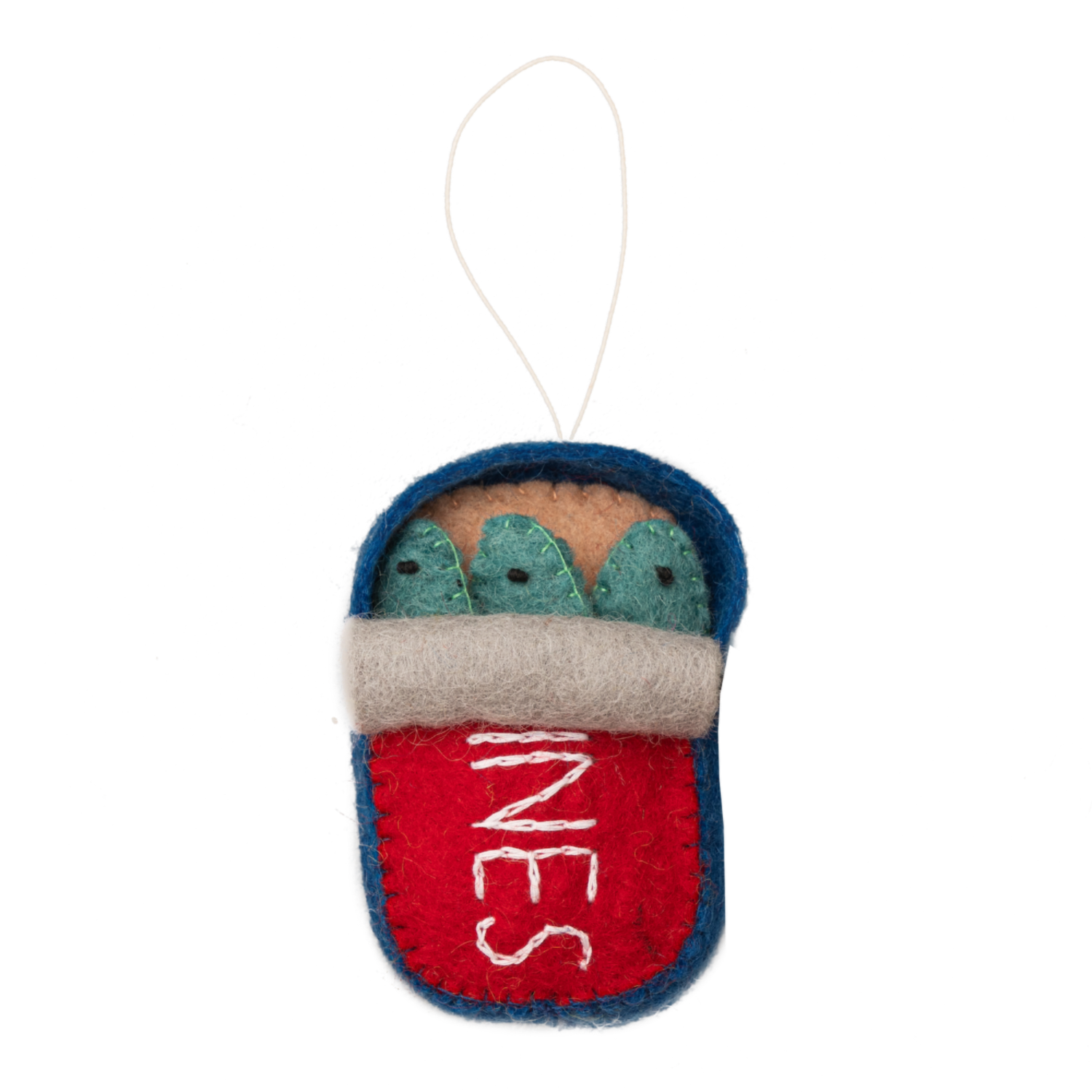 Felt Can of Sardines Ornament Detail- Fair Trade - Global Goods Partners