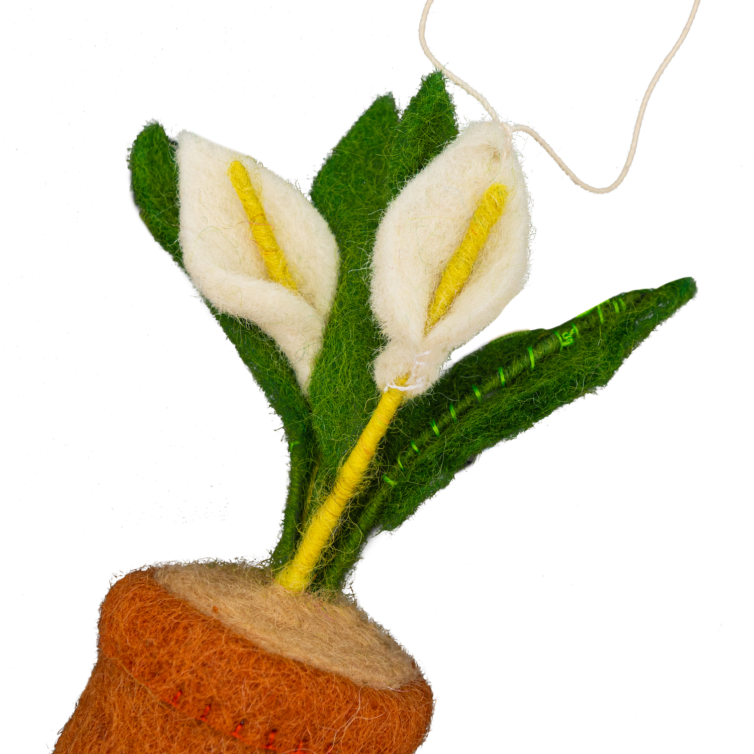 Peace lily felt potted plant ornament