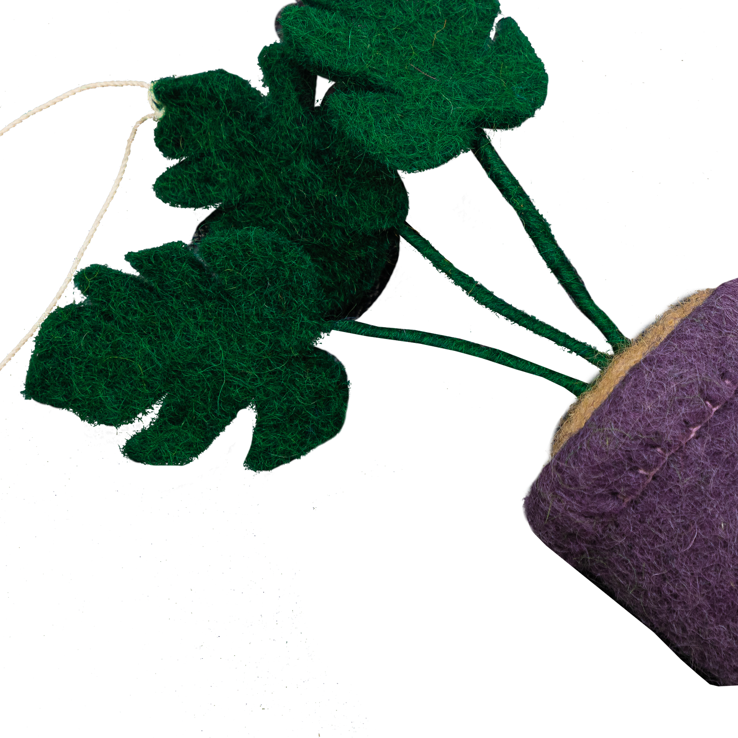 monstera leaf ornament felt close-up