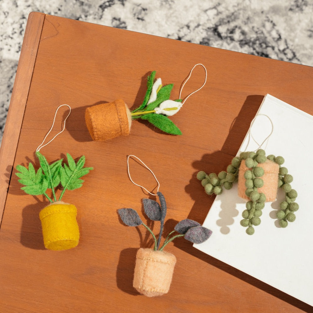 Styled Flat Lay Felt Plant in Pots Ornaments - Fair Trade - Global Goods Partners