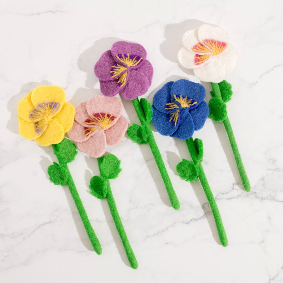 Felt Pansy Flowers Various Colors - Global Goods Partners