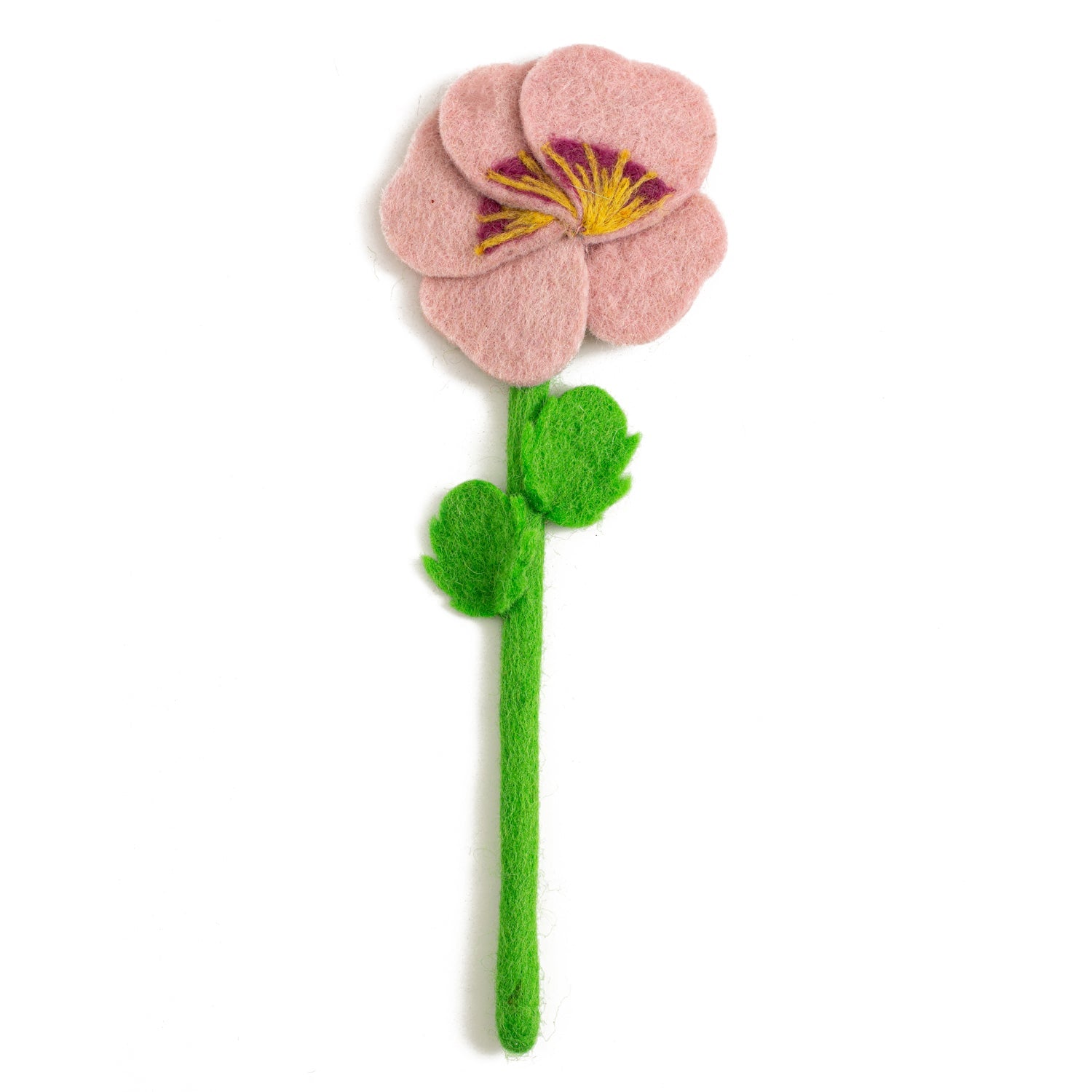 Light Pink Felt Pansy Flower Stem - Global Goods Partners
