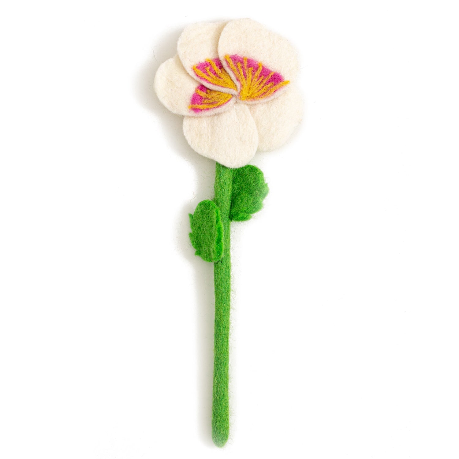 White Felt Pansy Flower Stem - Global Goods Partners