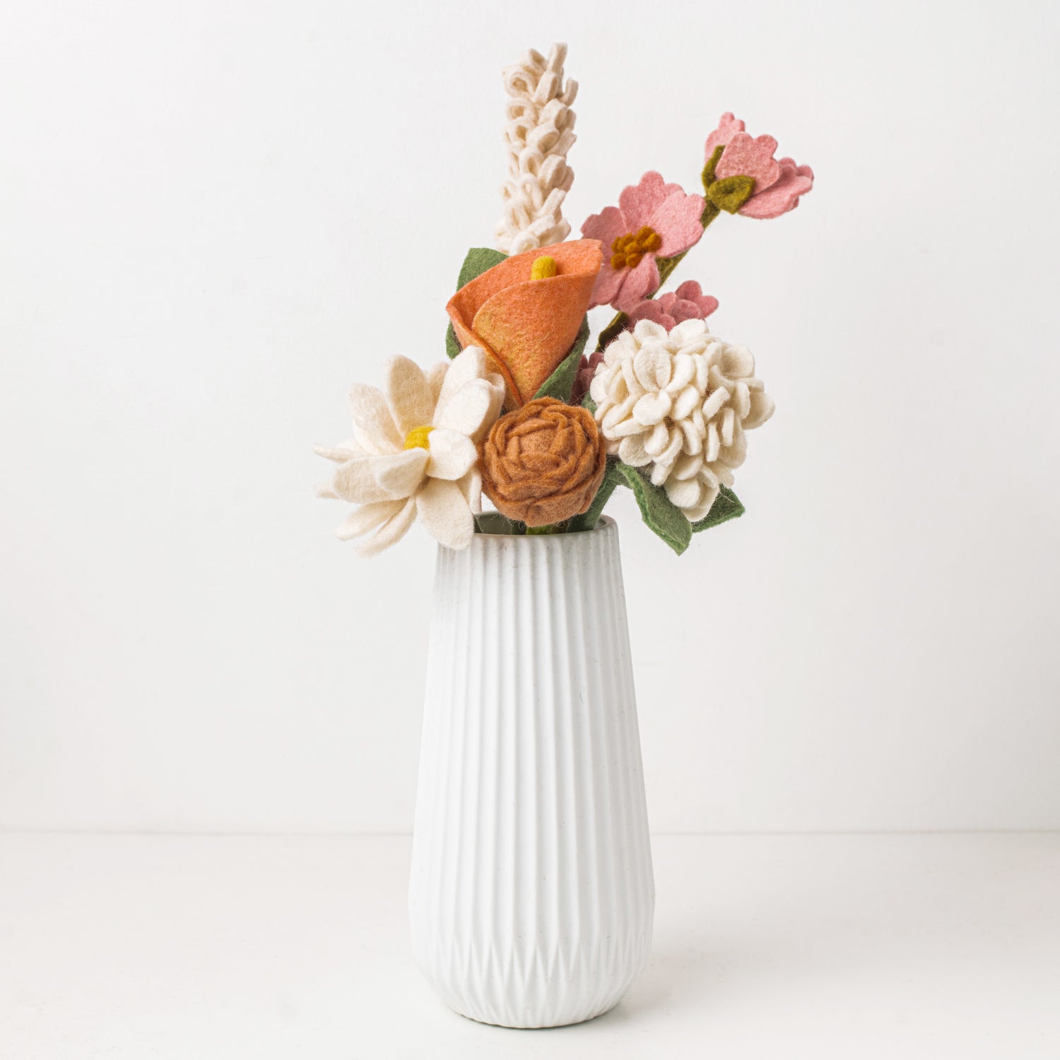 Harvest Tones Netural Felt Flower Bouquet  - Fair Trade - Global Goods Partners