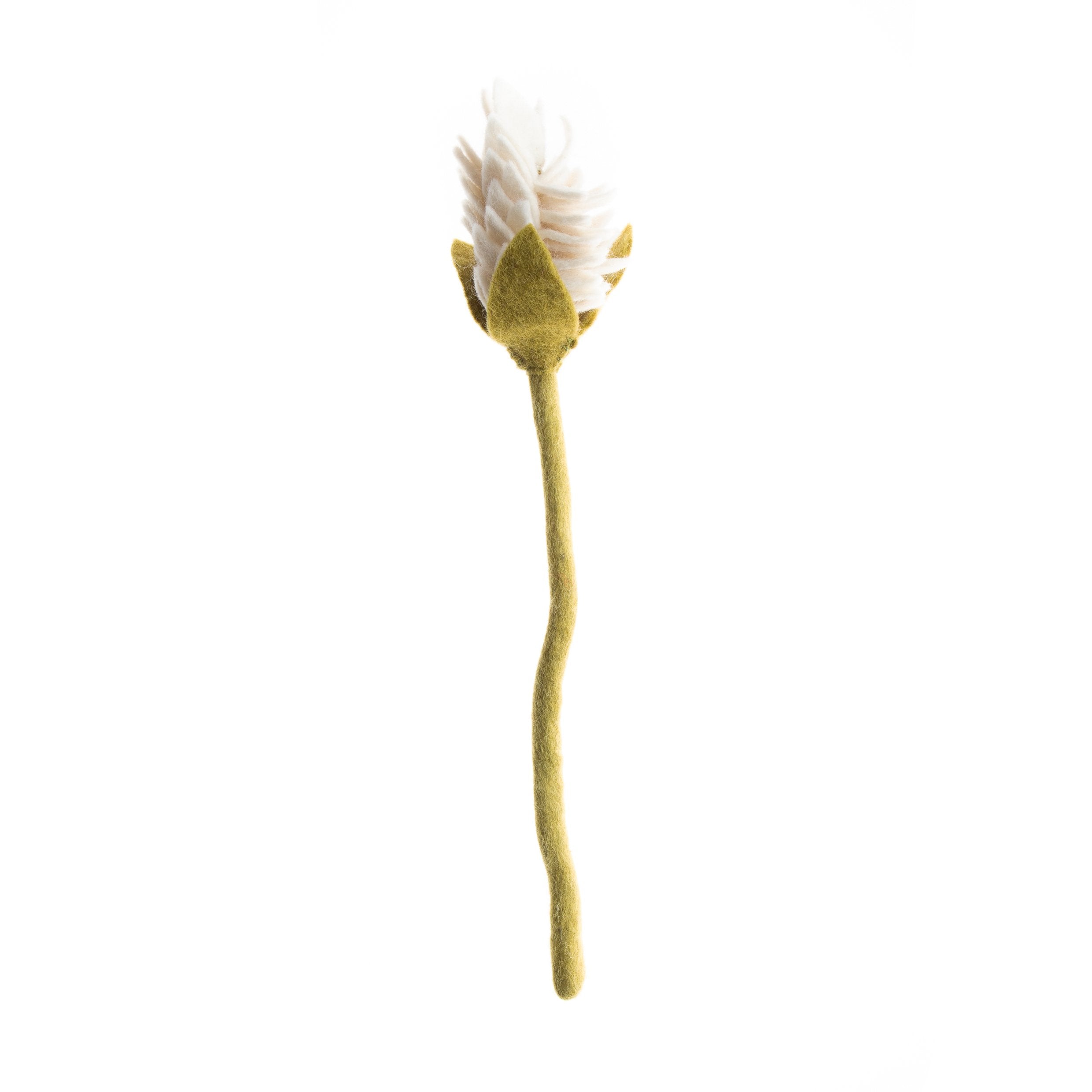 White Felt Alpinia Floral Stem- Fair Trade - Global Goods Partners