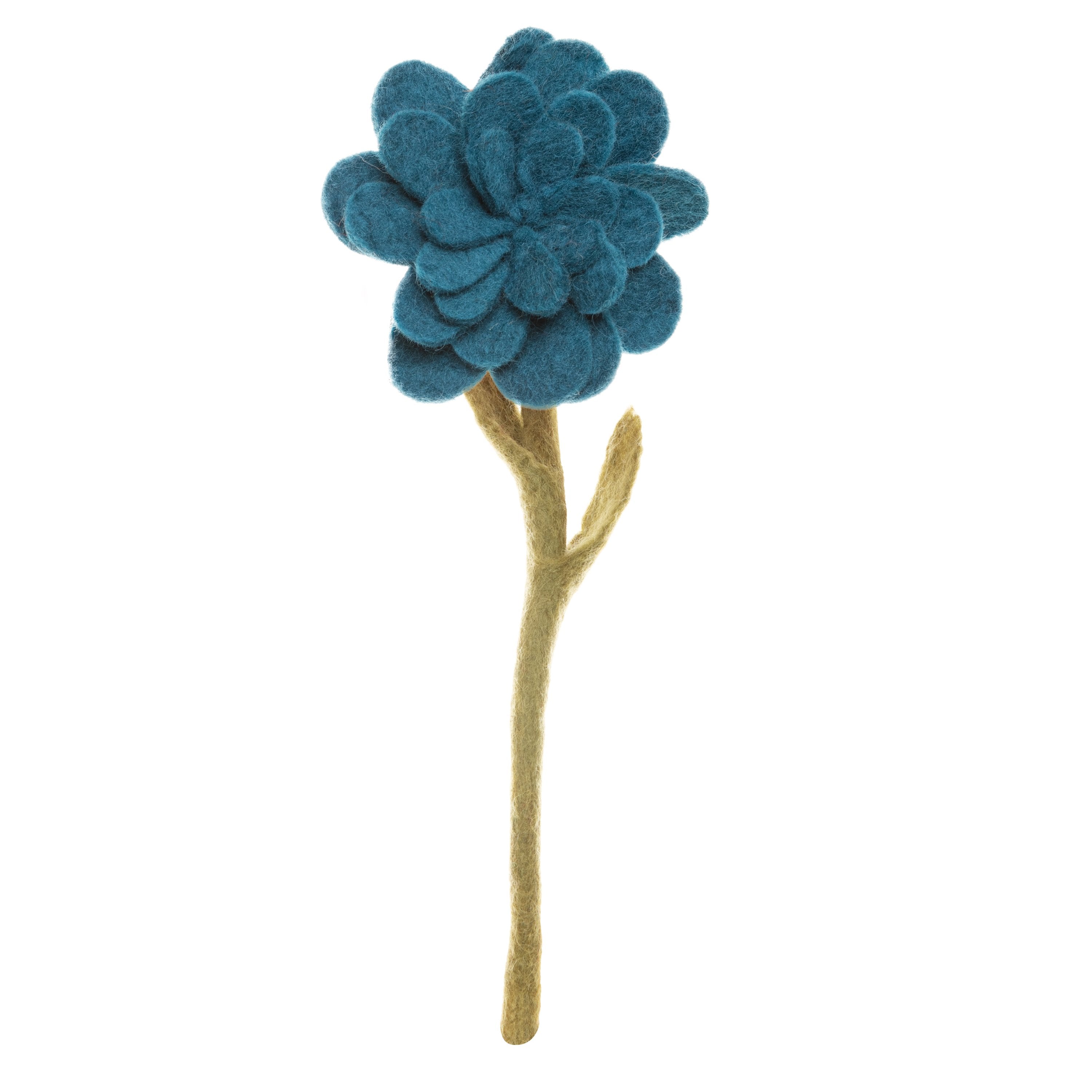 Blue Felt Zinna Flower Stem - Global Goods Partners - Fair Trade