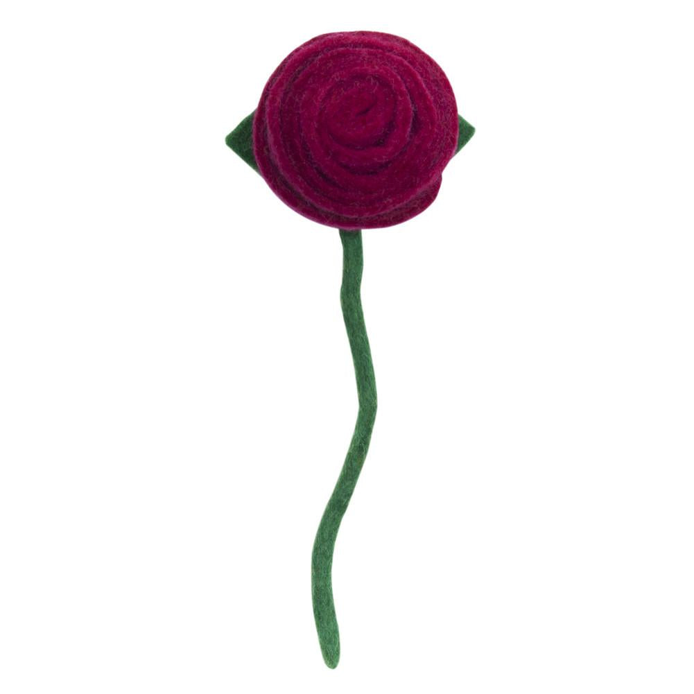 deep purple rose felt stem - Global Goods Partners- Fair Trade Felt Flowers