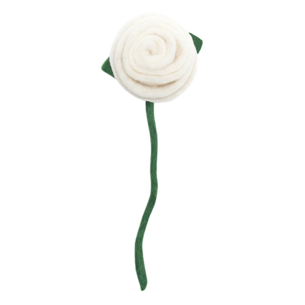 white rose felt stem - Global Goods Partners- Fair Trade Felt Flowers