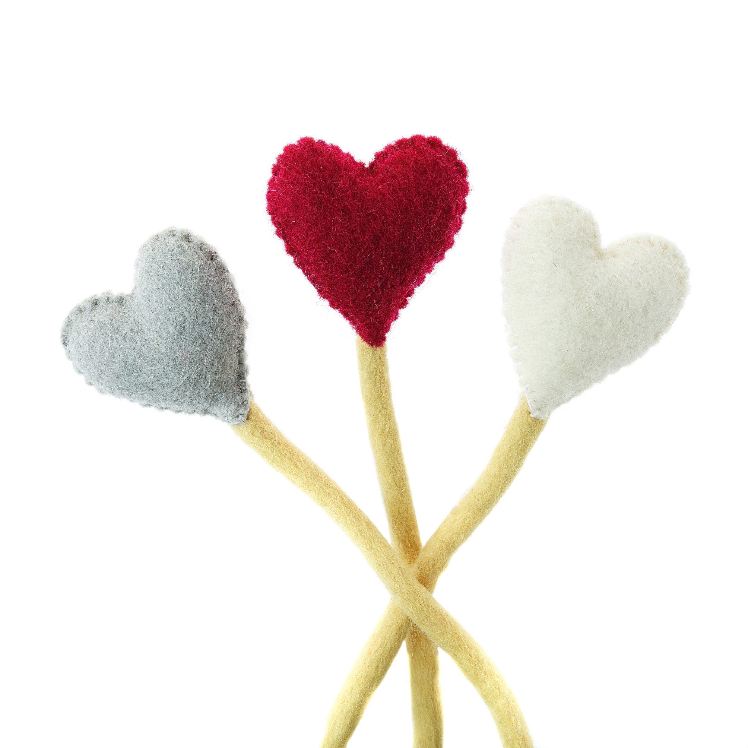 Felt Heart Stems red blue and white - Global Goods Partners