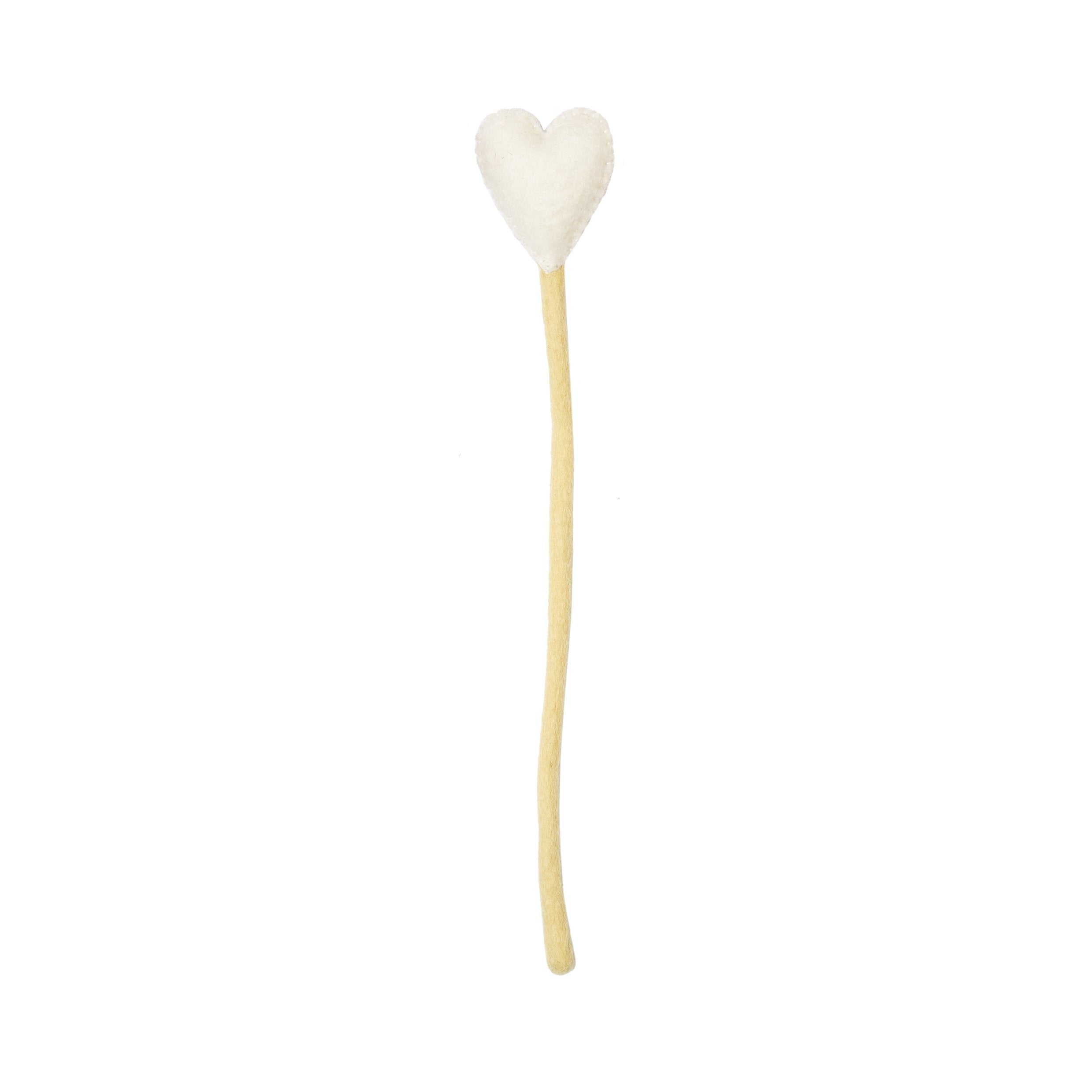 White Felt Heart Stem - Global Goods Partners