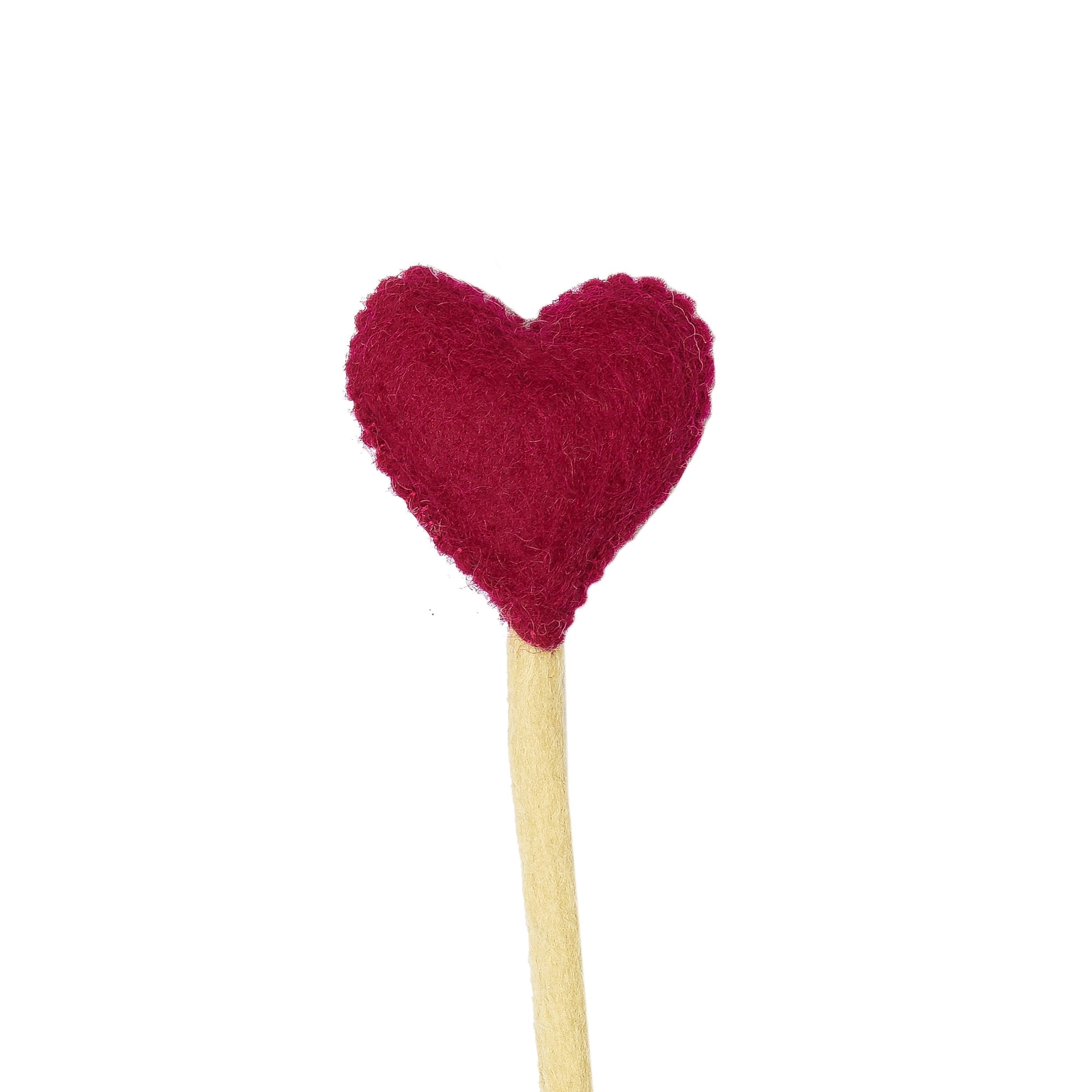 Red Felt Heart Stem Close-up - Global Goods Partners