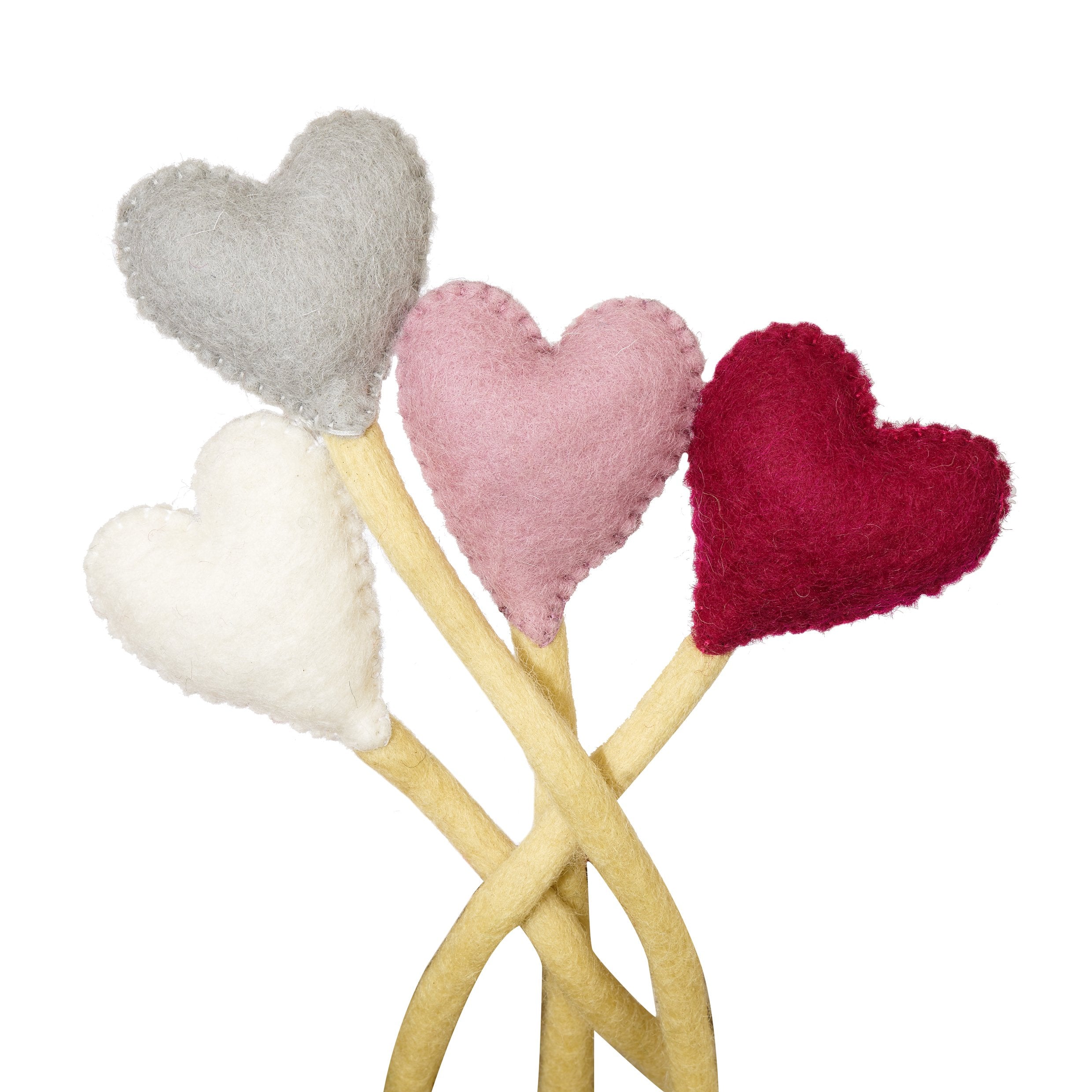 Felt Heart Stems flat lay - Global Goods Partners