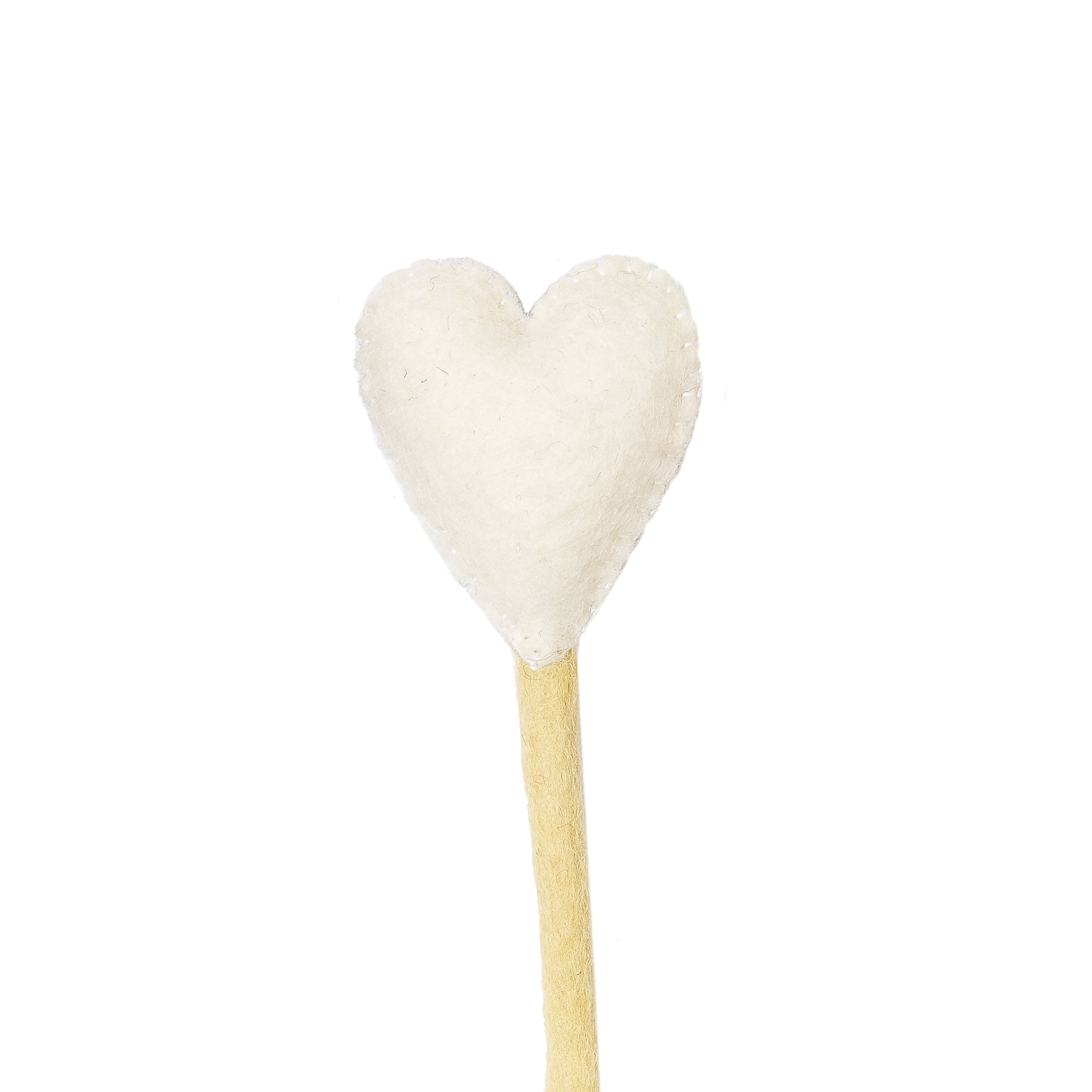 White Felt Heart Stem Detail - Global Goods Partners