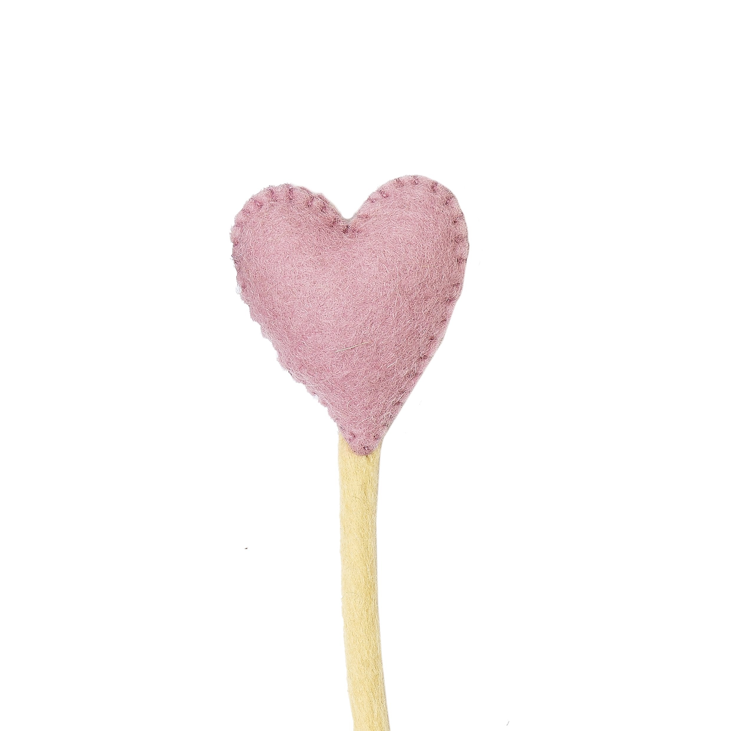 Pink Felt Heart Stem detail - Global Goods Partners