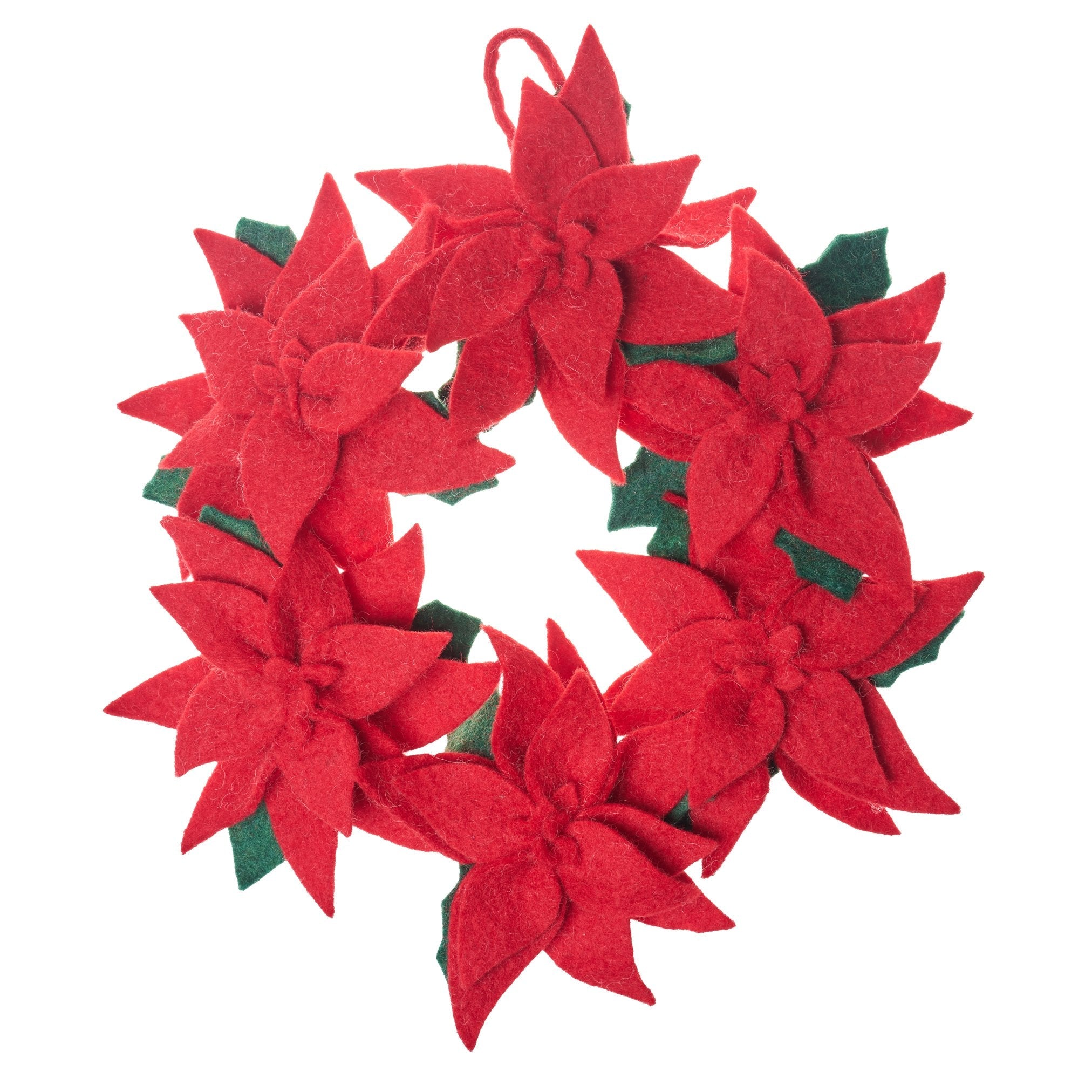 Poinsettia Red Flower Wreath -Fair Trade - Global Goods Partners