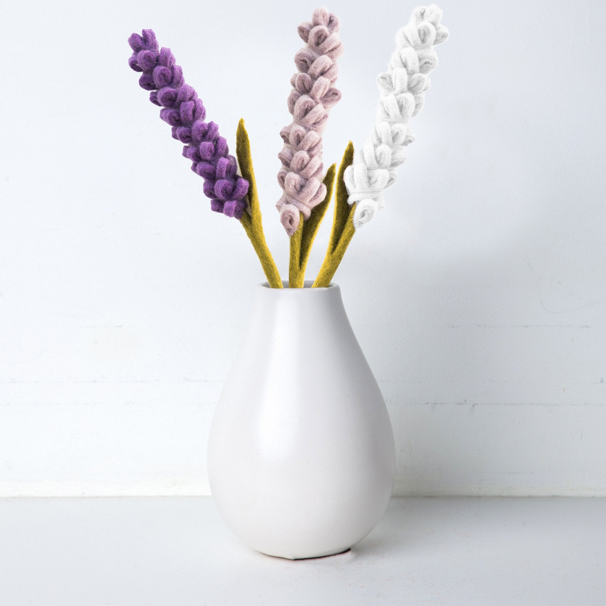 3 colors felt lavender floral stems in a vase - Fair Trade Global Goods Partners