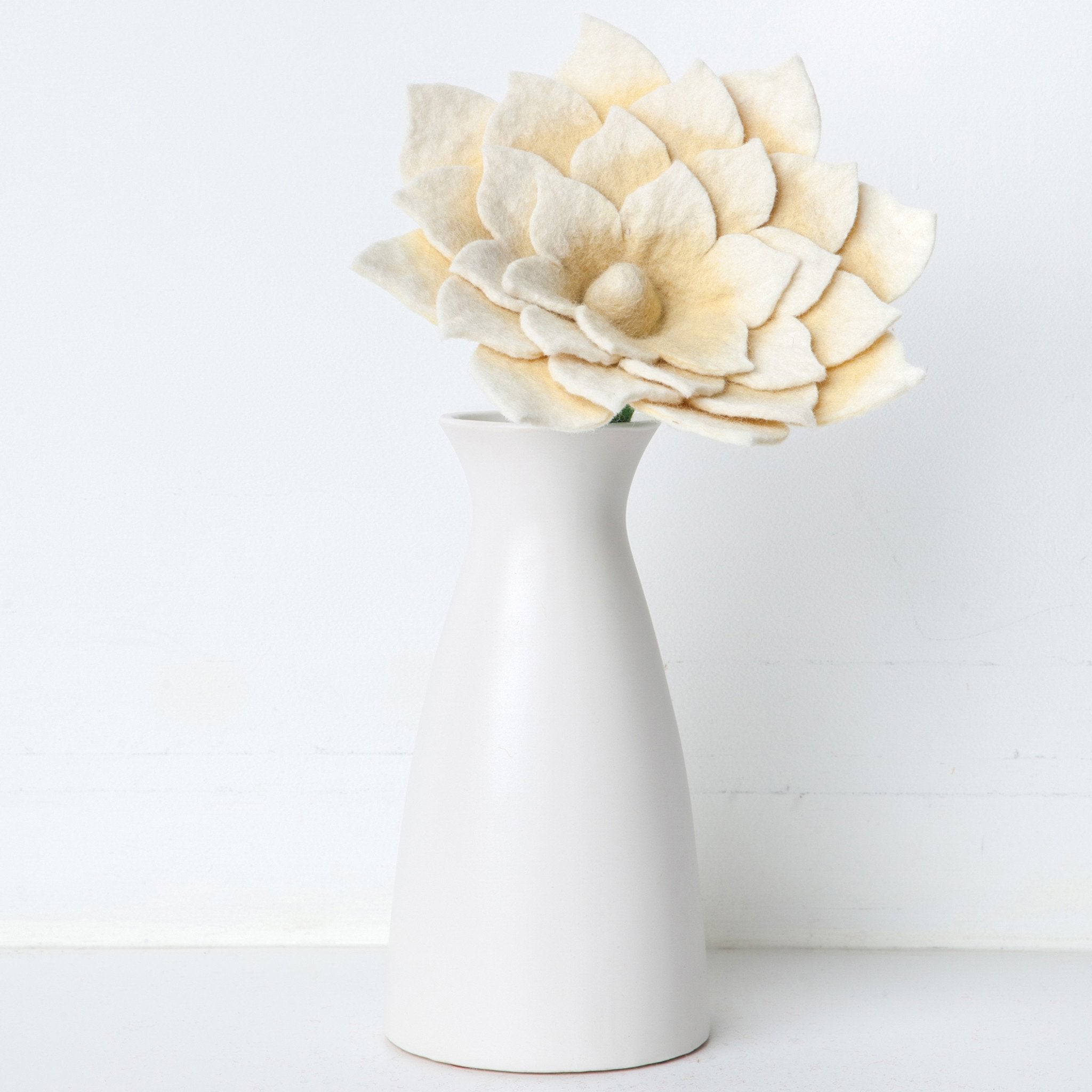 Large White Felt Lotus Flower in Vase - Global Goods Partners - Fair Trade