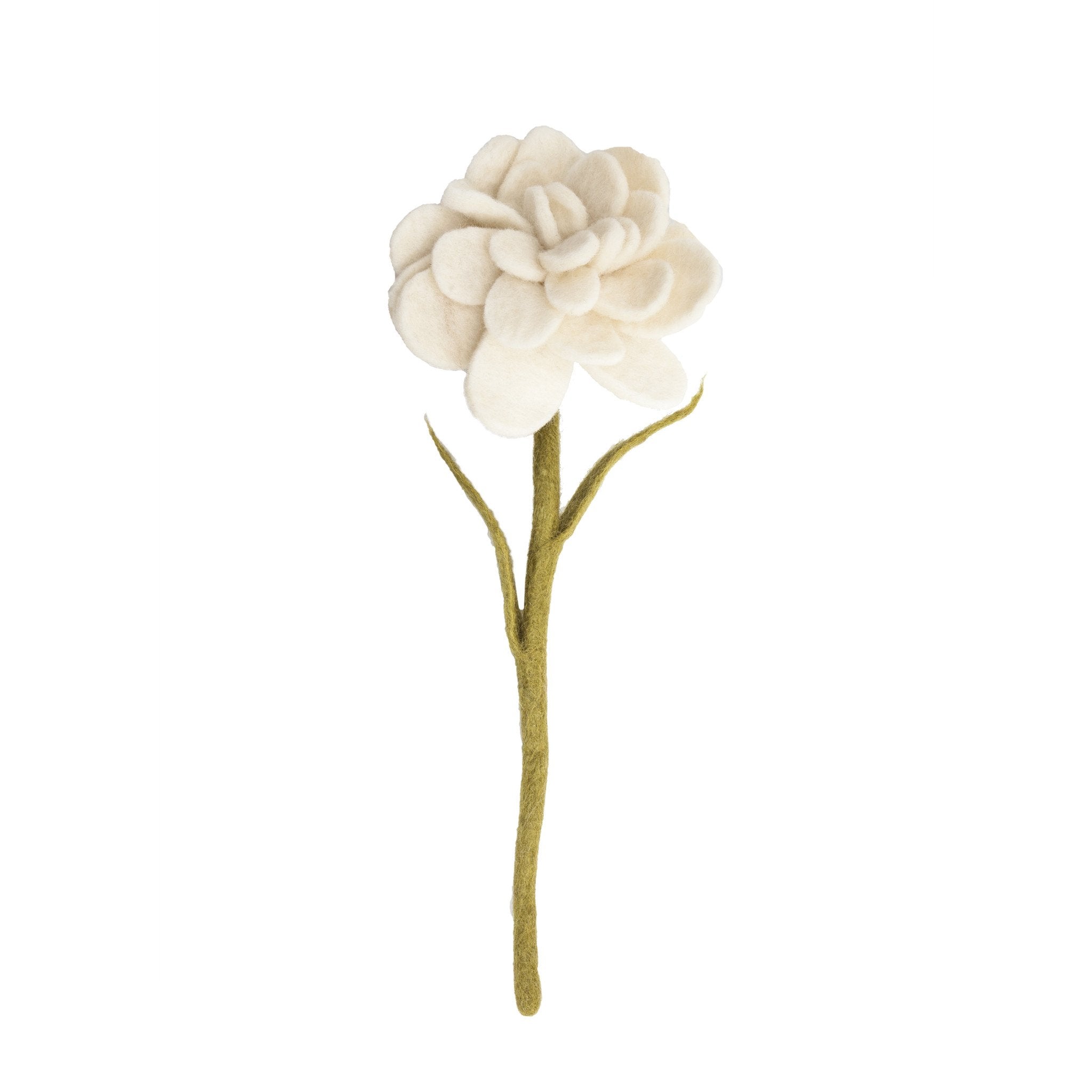 White Felt Zinna Flower Stem - Global Goods Partners - Fair Trade