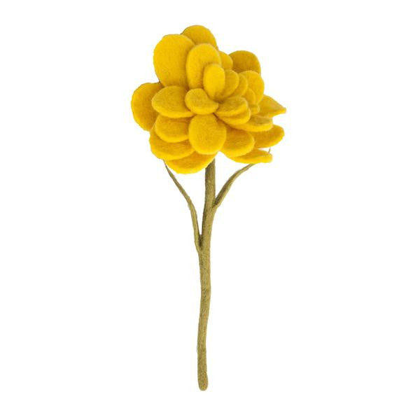 Yellow Felt Zinna Flower Stem- Global Goods Partners - Fair Trade