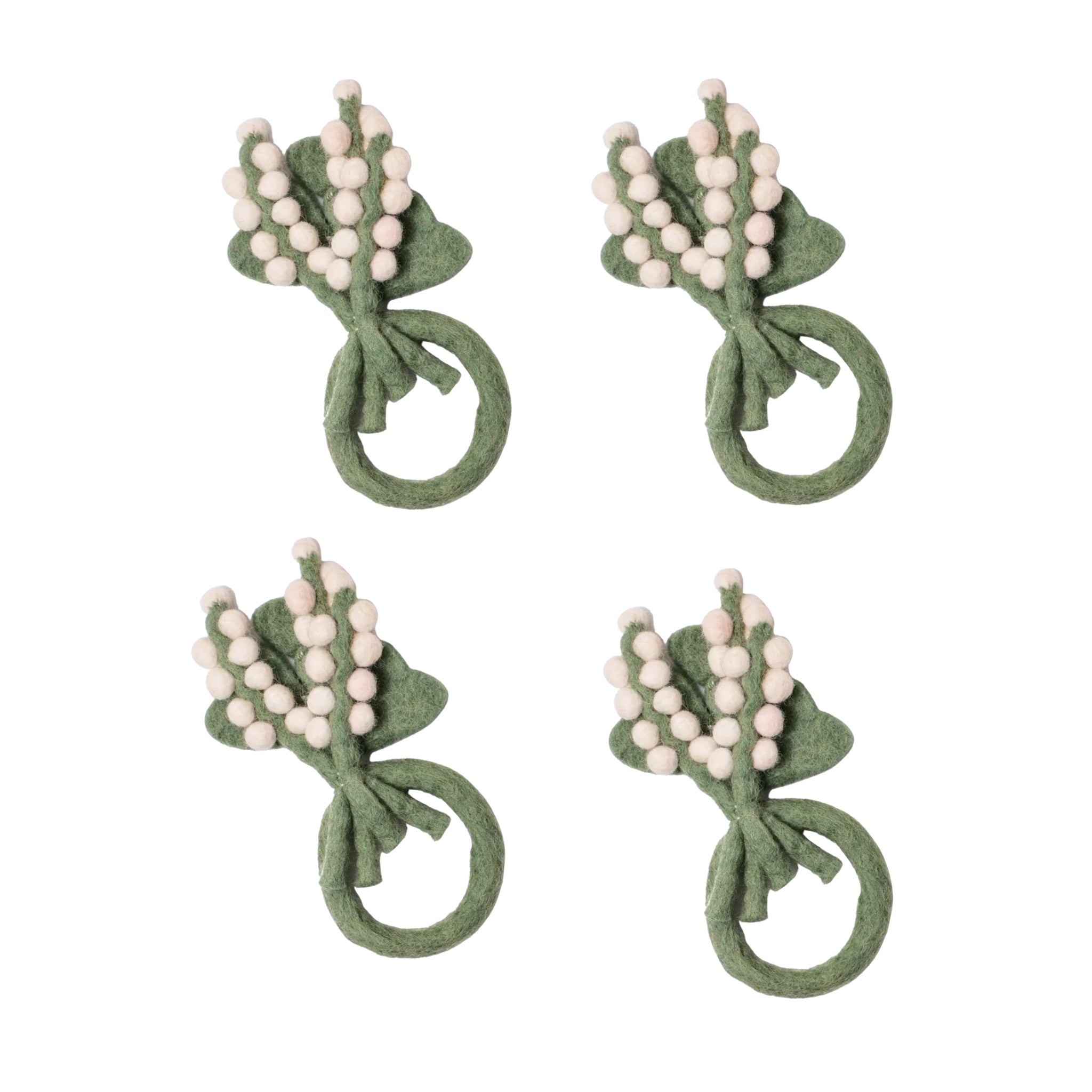 Felt Baby's Breath Napkin Rings - Set of Four - Fair Trade - Global Goods Partners