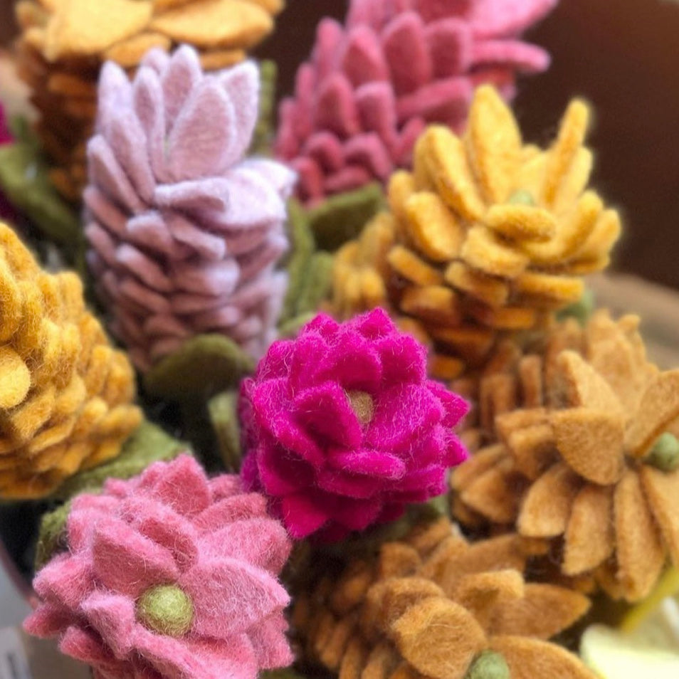 Felt Alpinia Floral Stems assorted colors close-up- Fair Trade - Global Goods Partners