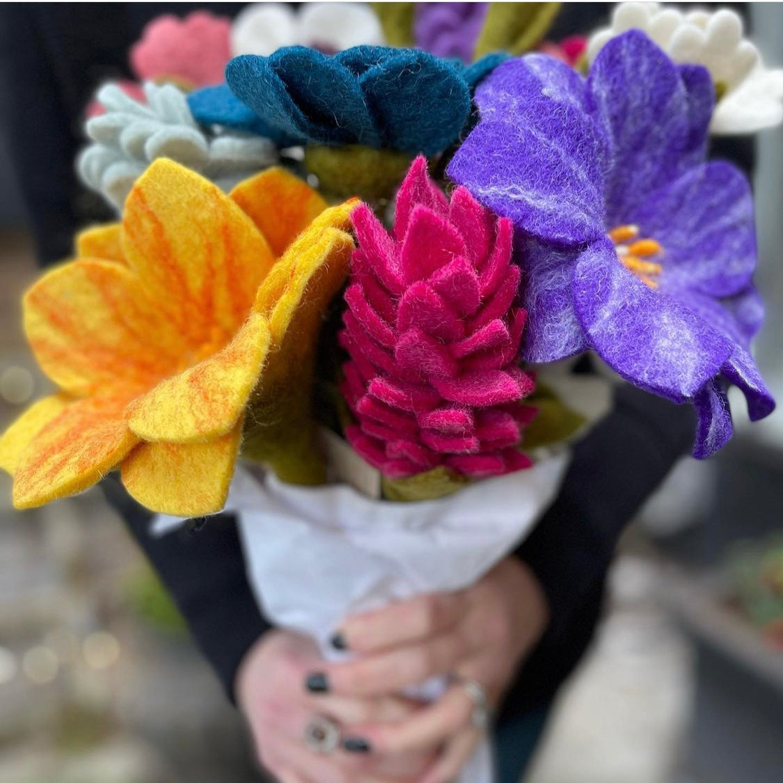 Felt Alpinia Floral Stems assorted colors in bouquet- Fair Trade - Global Goods Partners
