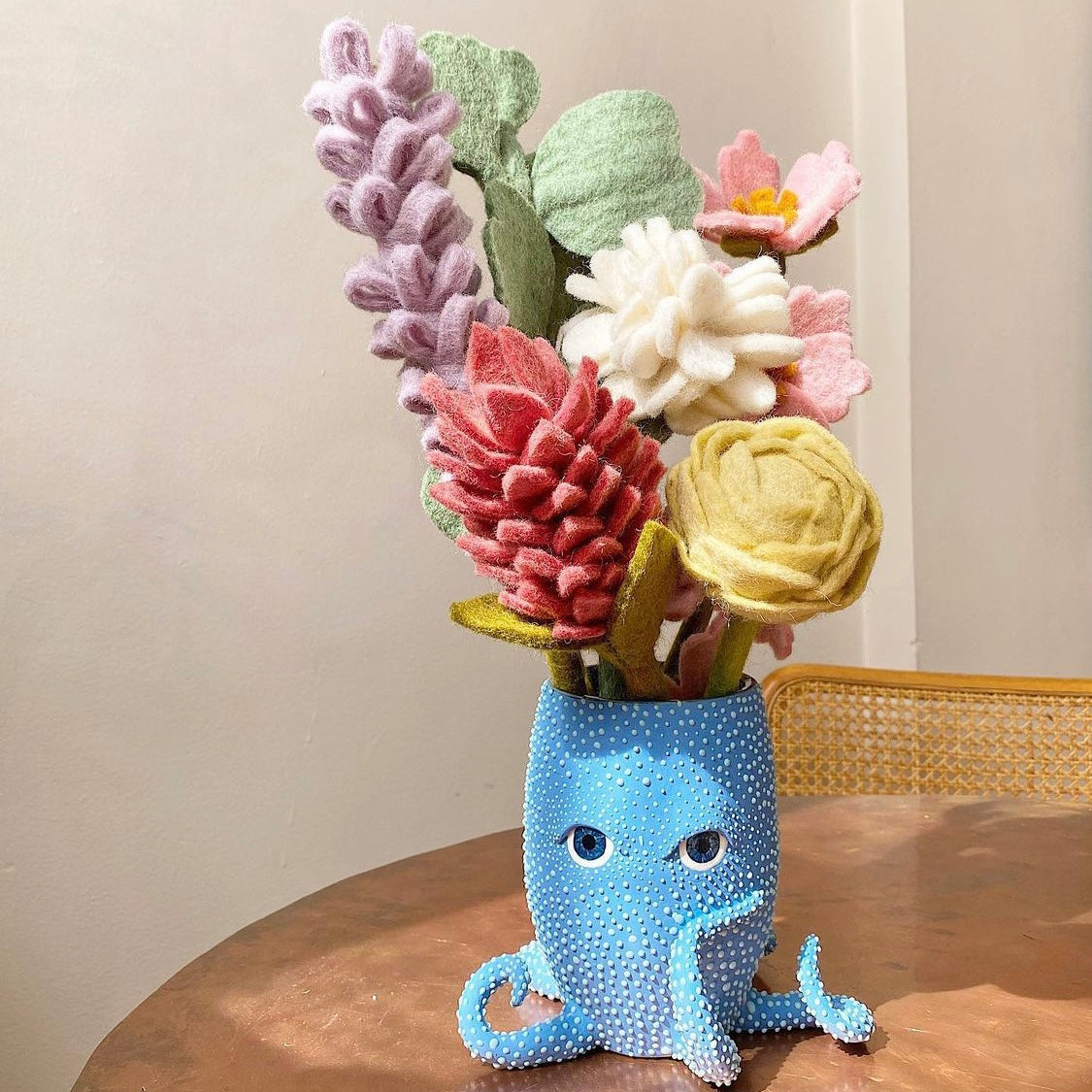 Felt Peony bouquet in a funny vase - fair trade -Global Goods Partners
