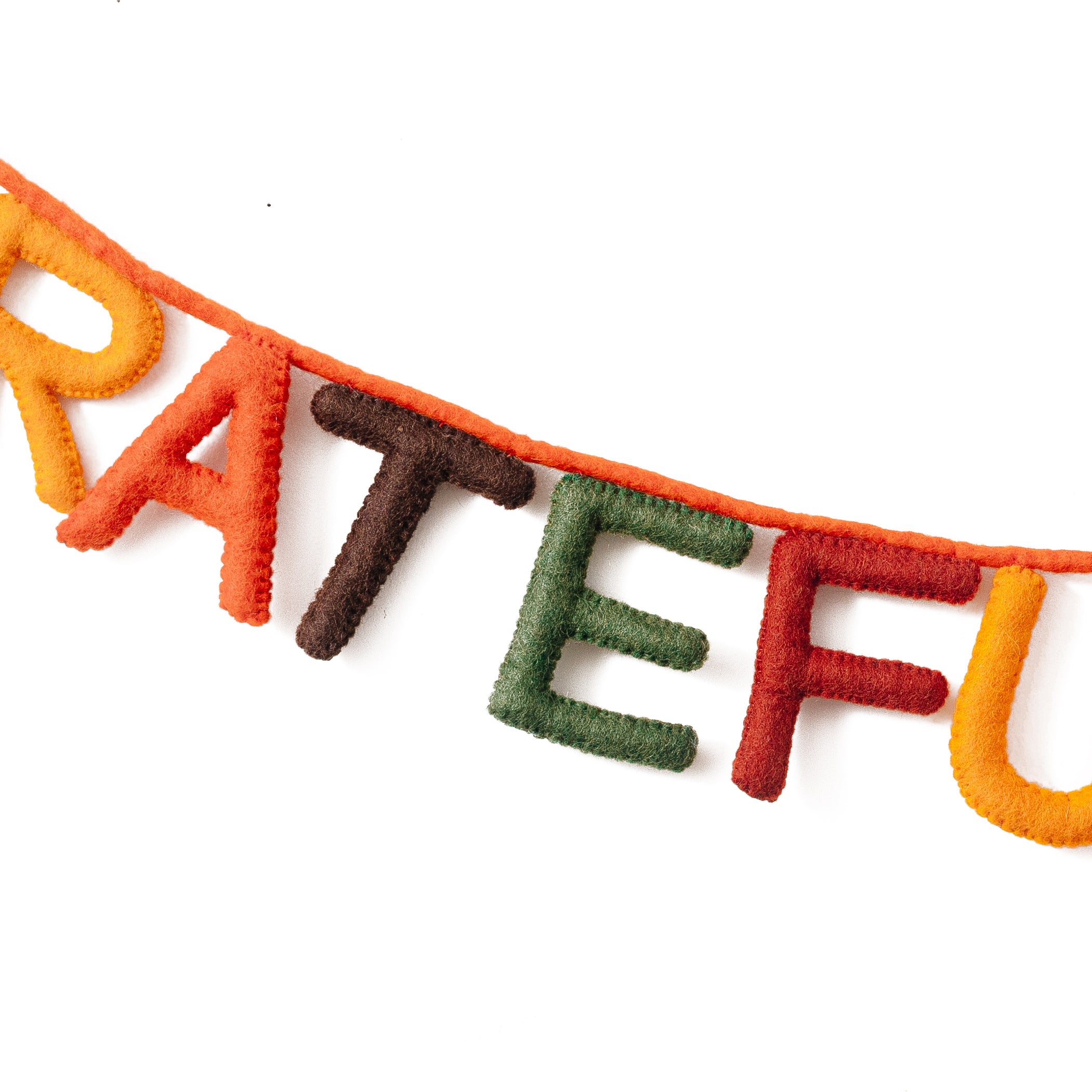 Felt Grateful and Full Letter Garland Close-up letters - Global Goods Partners- Fair Trade