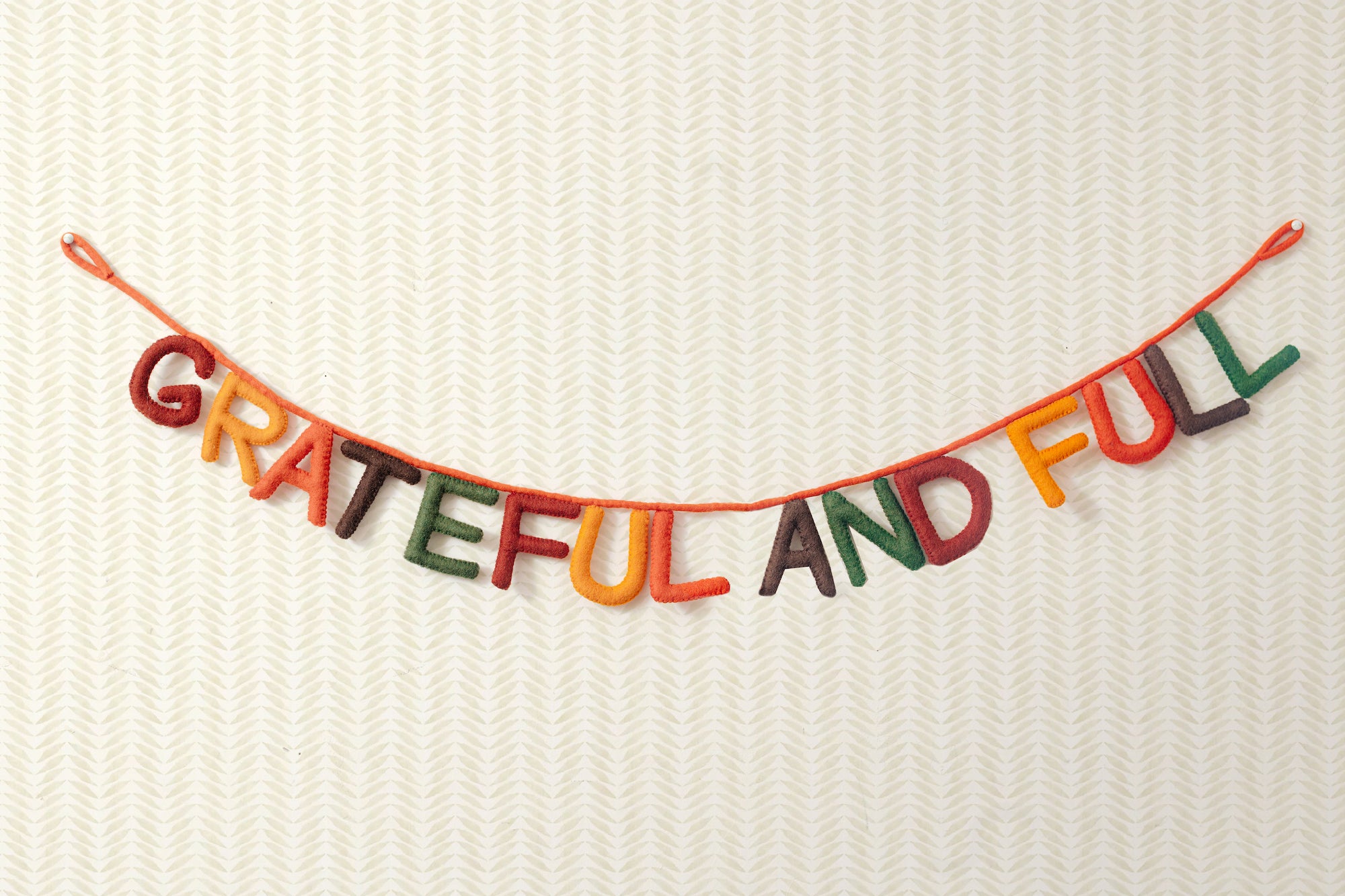 Felt Grateful and Full Letter Decorative Holiday Thanksgiving Garland - Global Goods Partners- Fair Trade