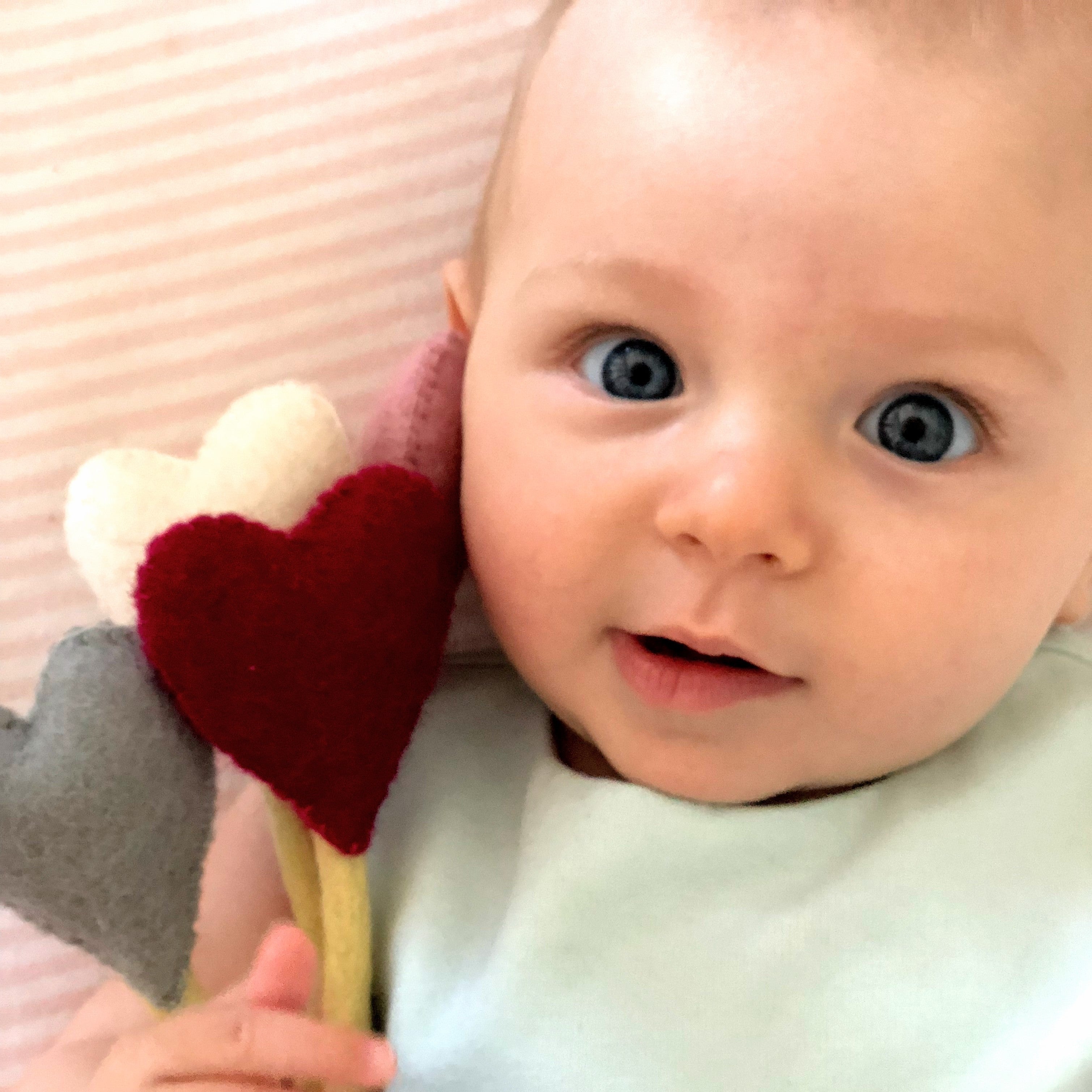 Felt Heart Stems with a baby close-up - Global Goods Partners