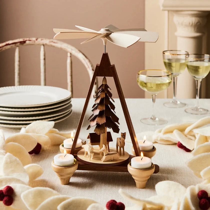 Felt Holiday Garland Red berries on white leaves styled on table - Fair Trade - Global Goods Partners