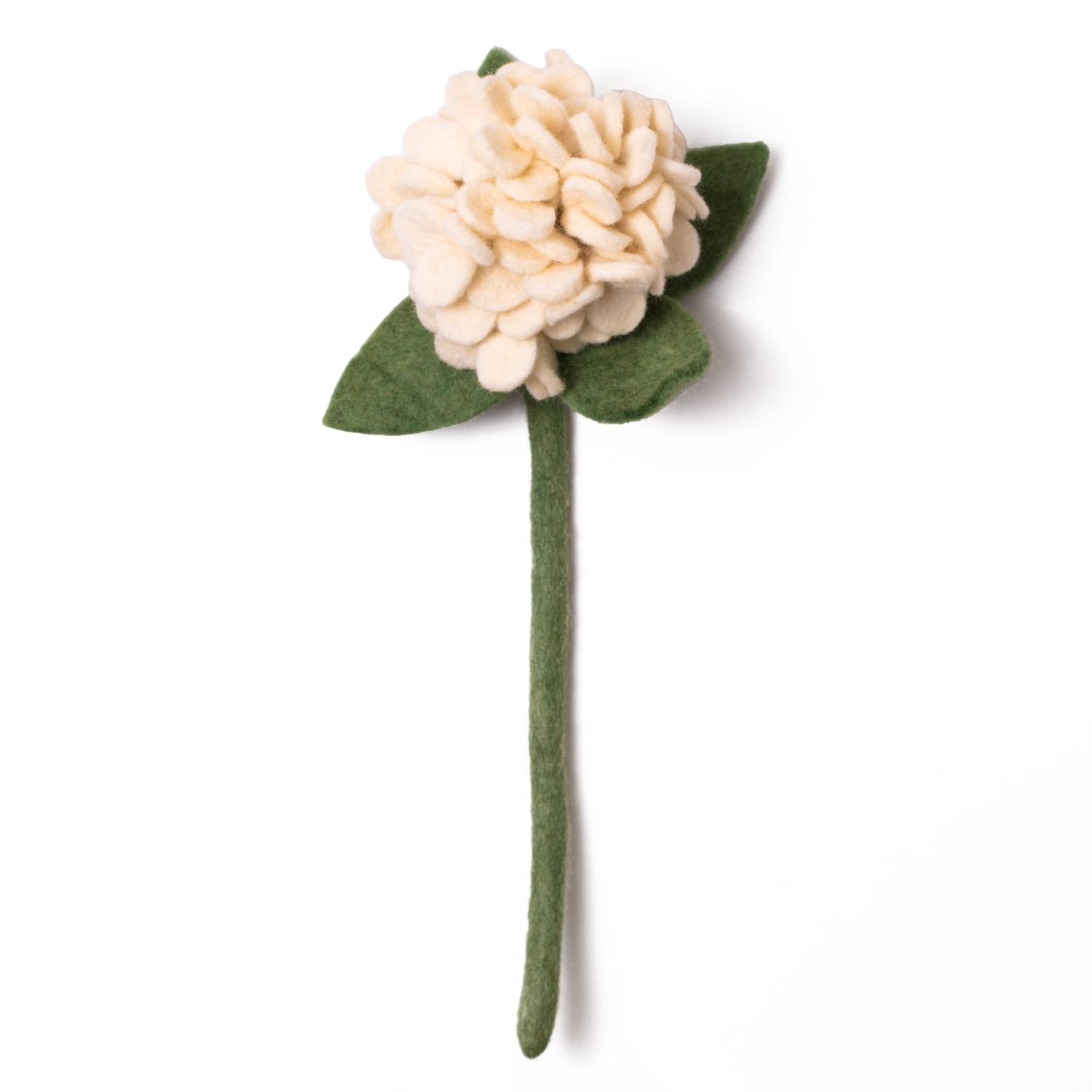 White Felt Hydrangea Flower Stem - Fair Trade -Global Goods Partners