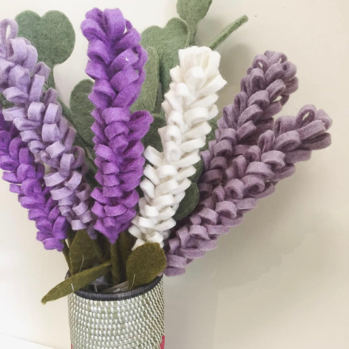 felt flower lavender stems in a vase - Fair Trade Handmade Felt Flowers for home decor - Global Goods Partners