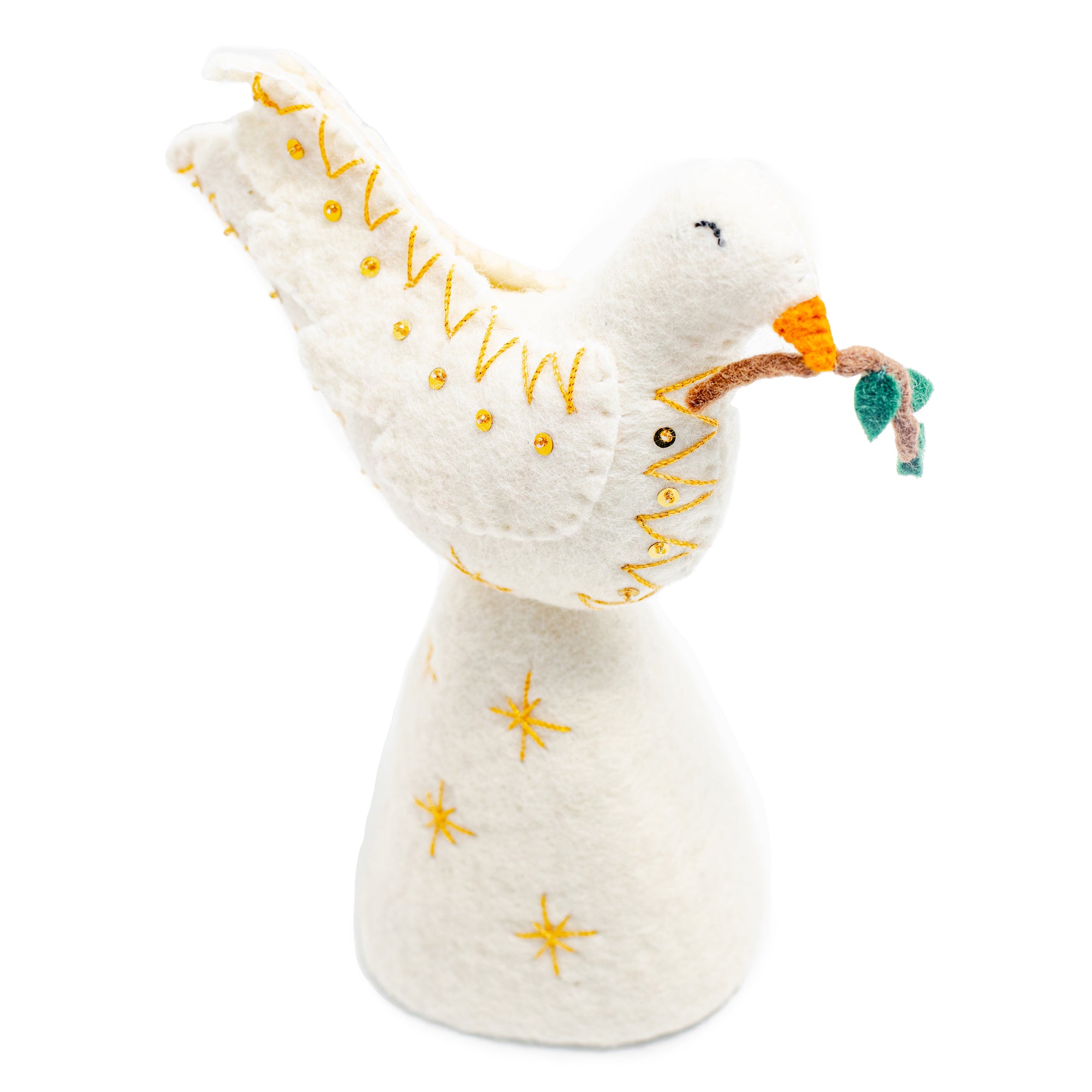 Felt Dove Holding Olive Branch Tree Topper - Fair Trade - Global Goods Partners