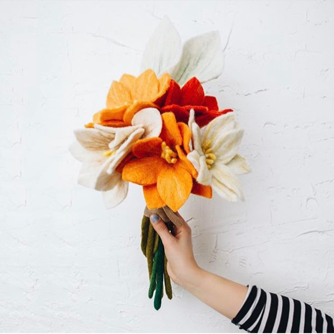 Felt Wildflowers bouquet in hand - fair trade - Global Goods Partners