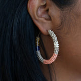 Desert Rose Beaded Hoop Earrings