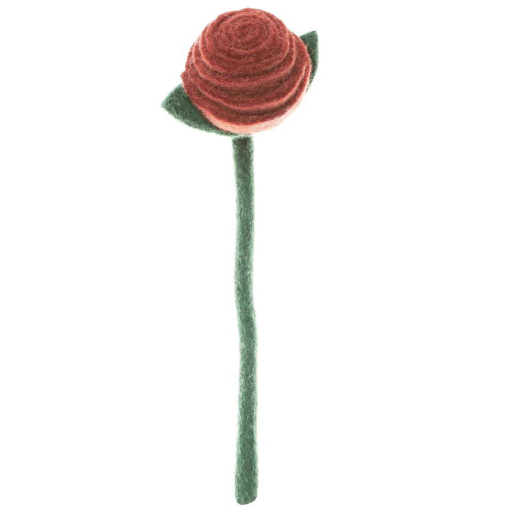 red rose felt stem - Global Goods Partners- Fair Trade Felt Flowers
