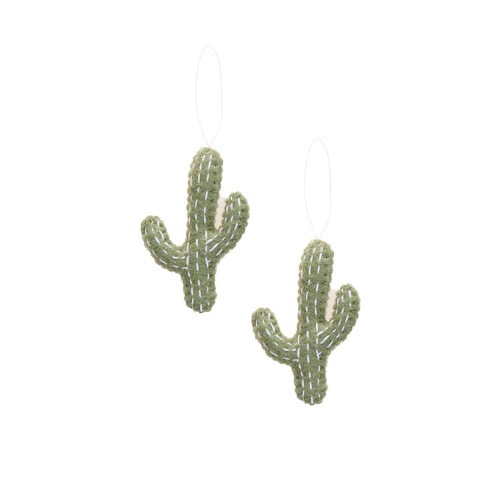 Felt Cactus Ornaments - Set of 2