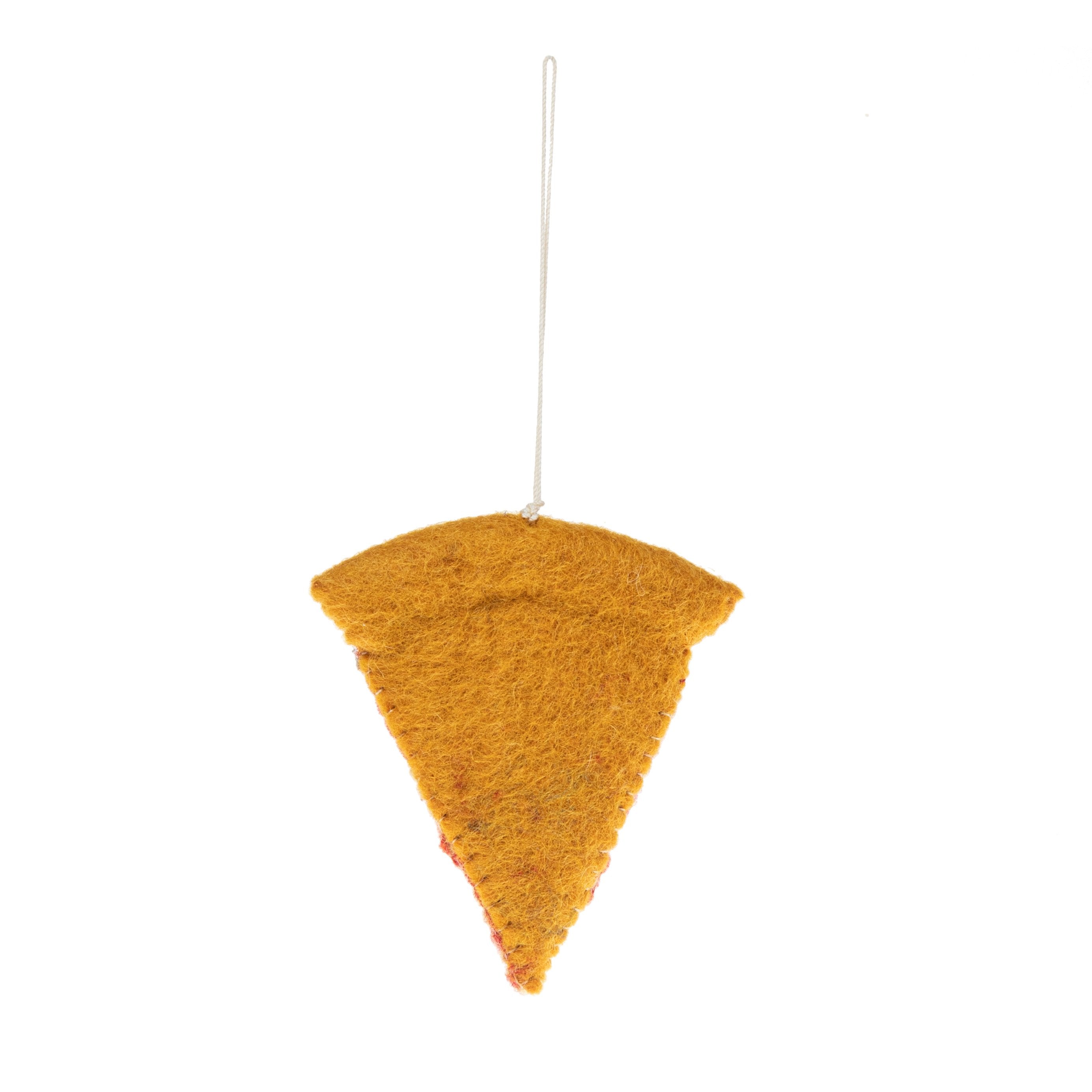 Felt Pepperoni Pizza Ornament Realistic Design Black View- Fair Trade - Global Goods Partners