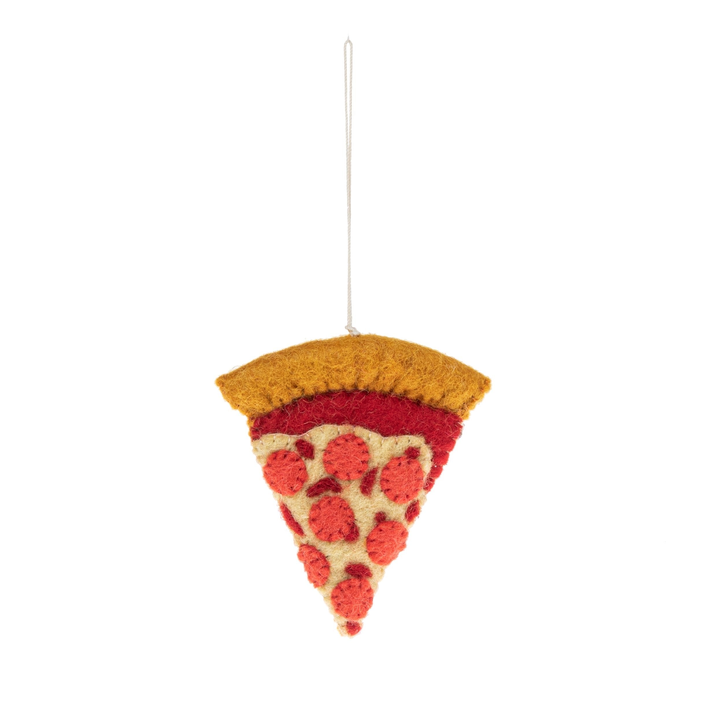 Felt Pepperoni Pizza Ornament Realistic Design - Fair Trade - Global Goods Partners