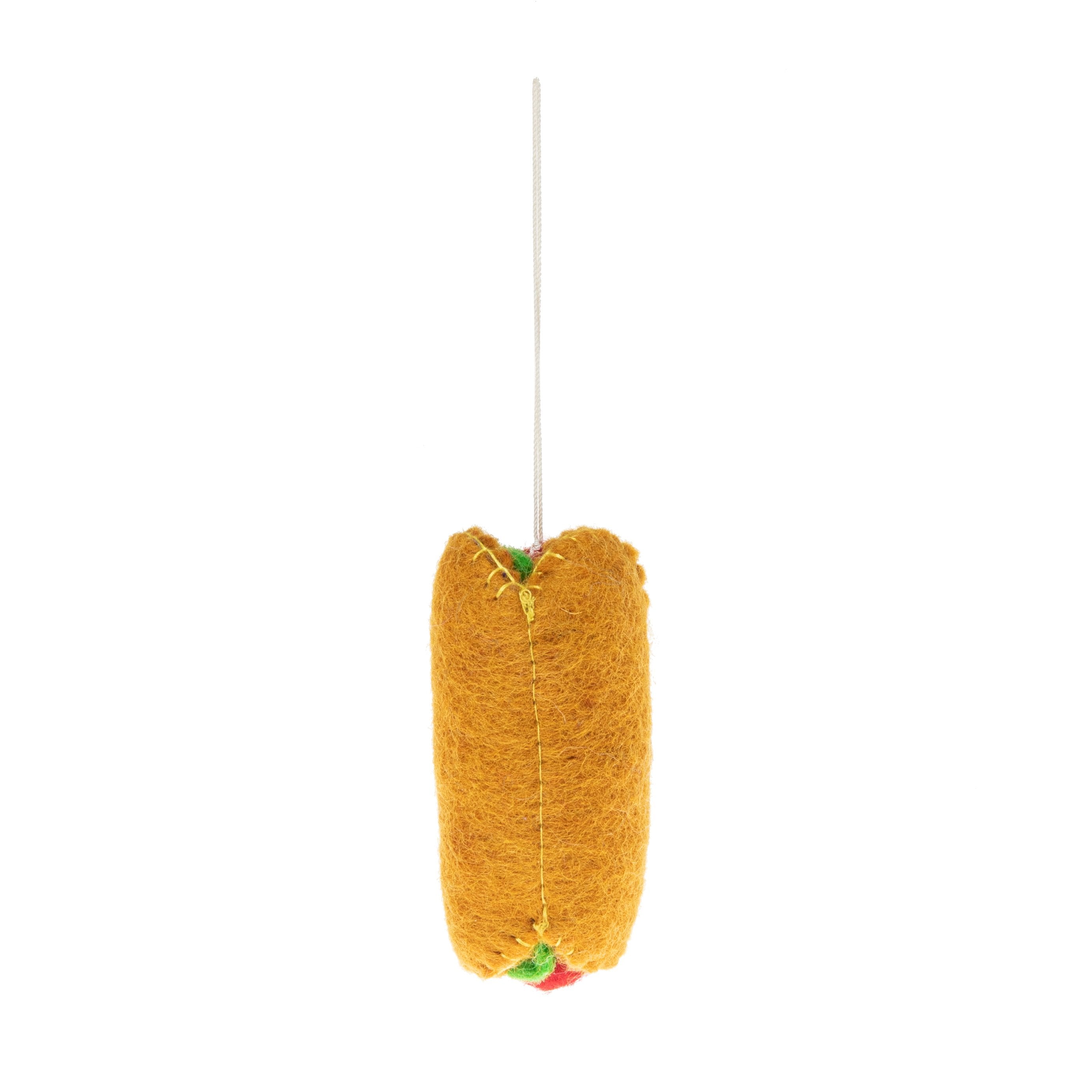 Felt Hot Dog Bun realistic Christmas Ornament - Fair Trade - Global Goods Partners