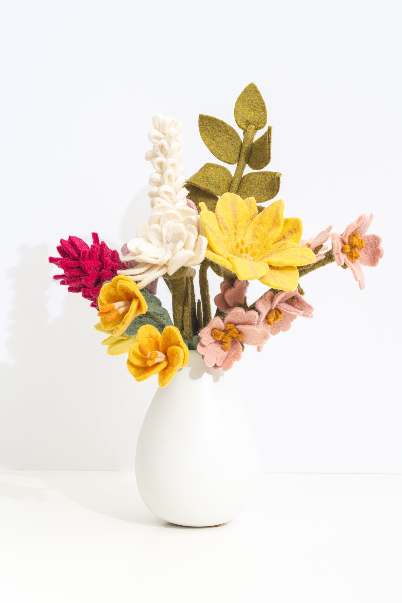 felt flowers in white vase, fair trade | Global Goods Partners