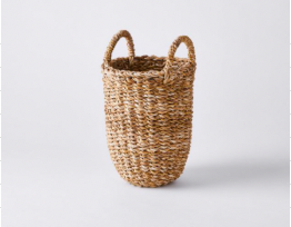 Handwoven Jute Storage Basket with Handles