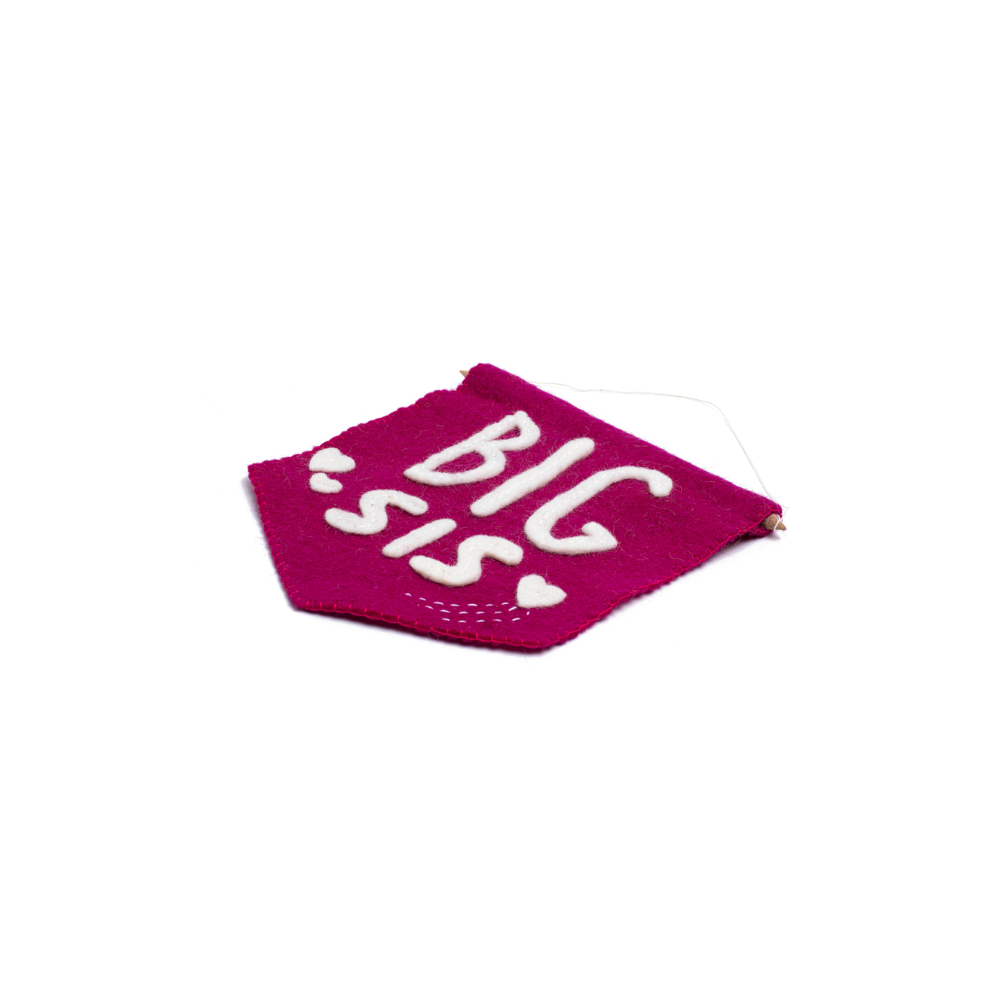 Felt Big Sis Banner Flag flat lay - Global Goods Partners 