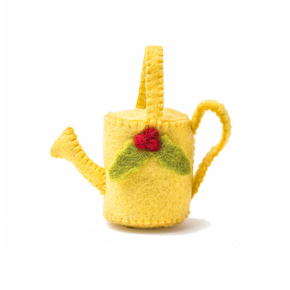 Felt Garden Ornaments yellow watering can | Global Goods Partners