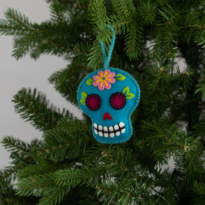 Embroidered Felt Sugar Skull Ornament