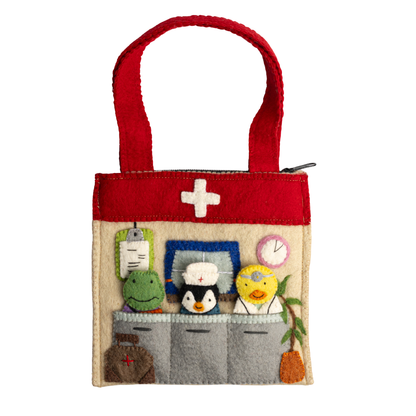 Felt Puppet Bag Healthcare Animals Theme for Kids Play | Global Goods Partners 