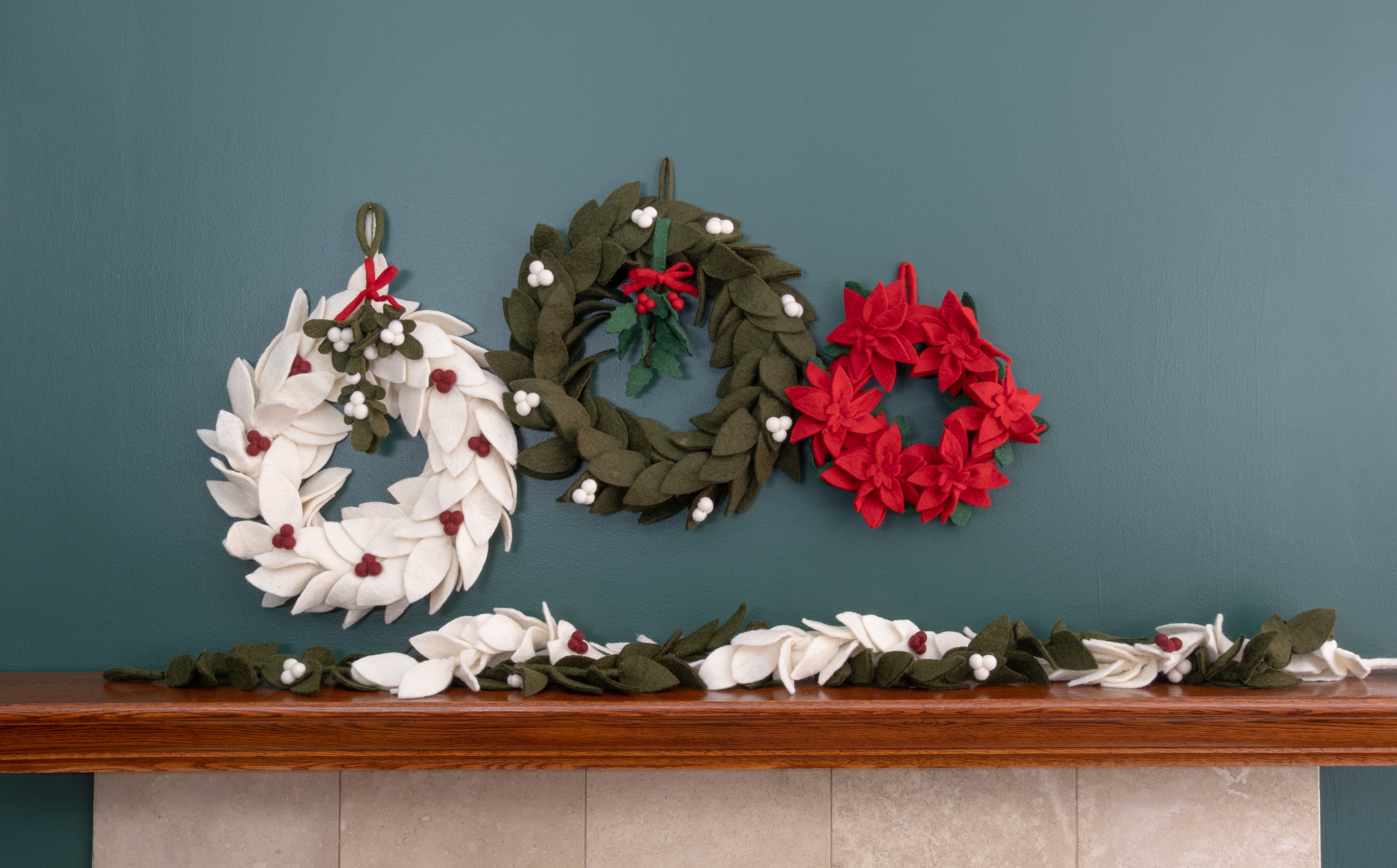 Felt Holly Ornament