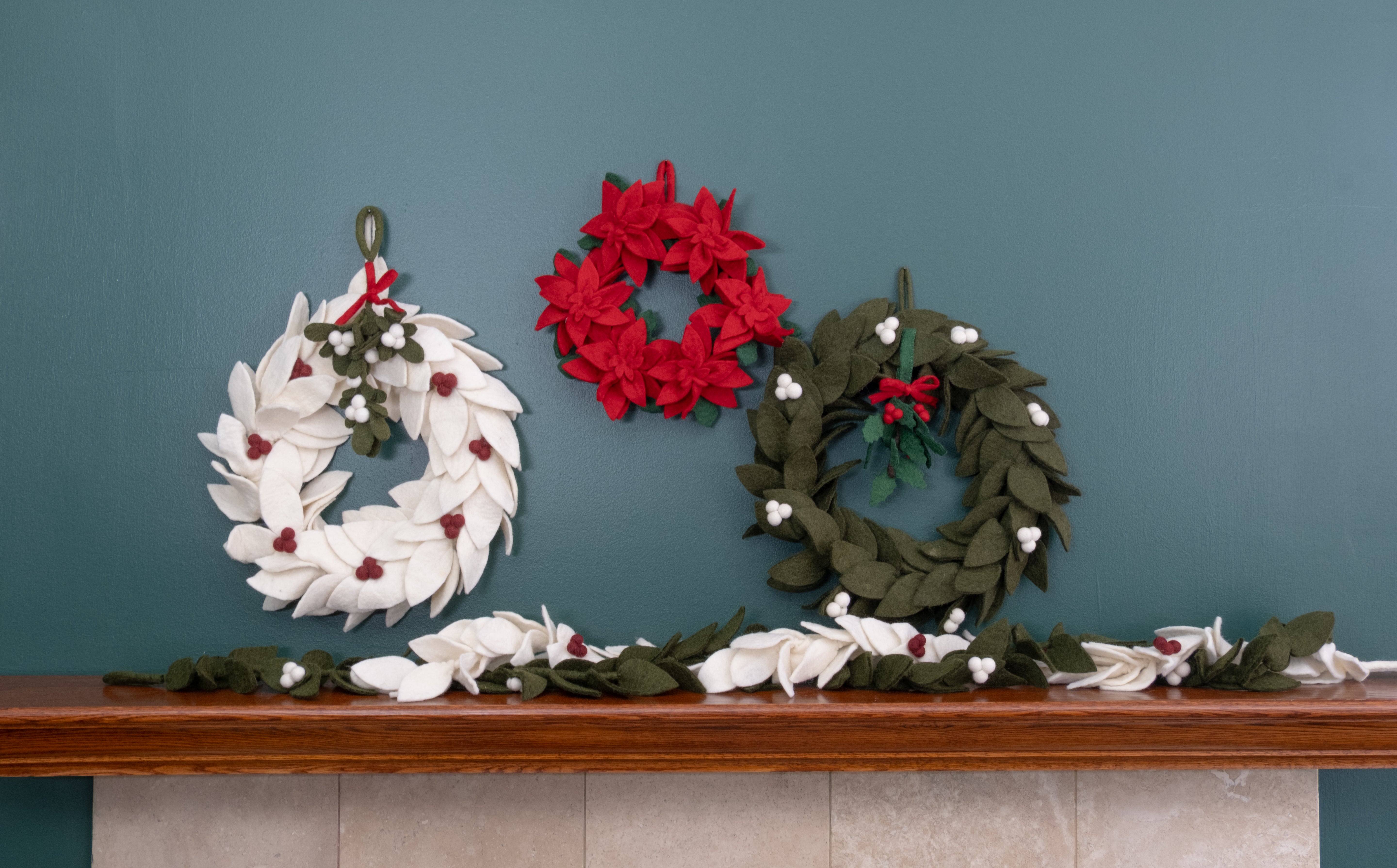 Felt Holly Ornament