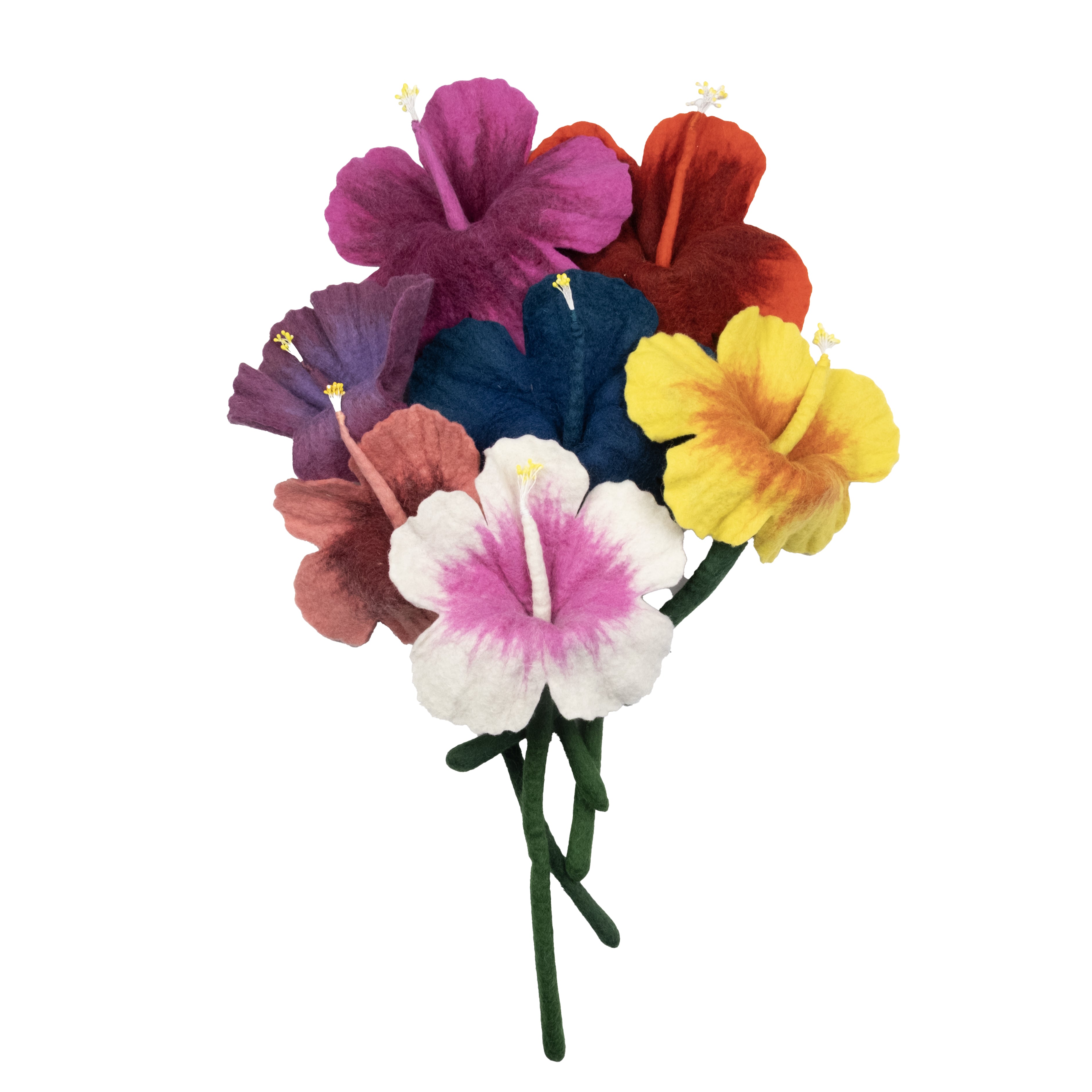 Felt Hibiscus Flower | Bold, Tropical Bloom with Beaded Detail